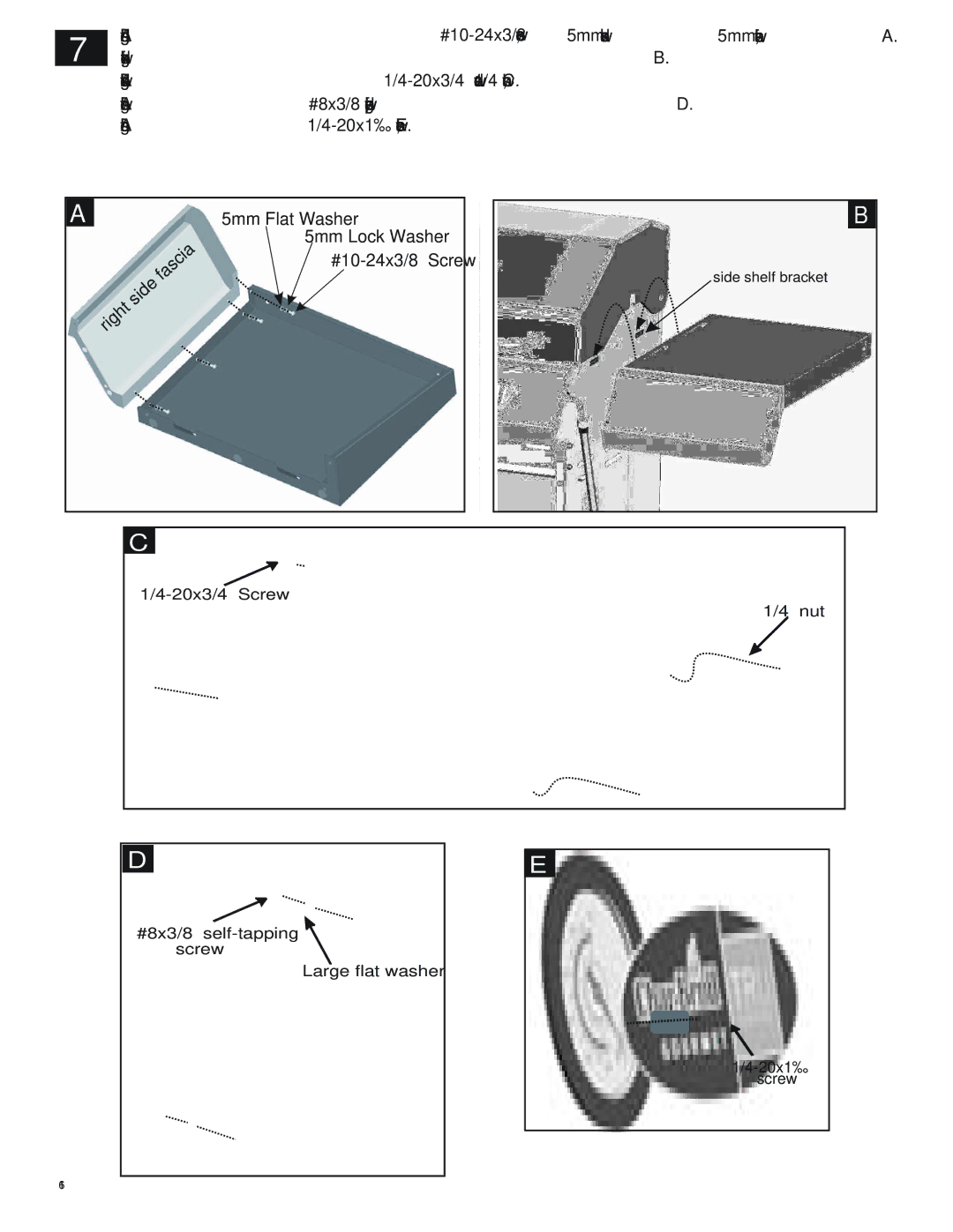 Char-Broil 463250512 manual 5mm Flat Washer 5mm Lock Washer #10-24x3/8 Screw 