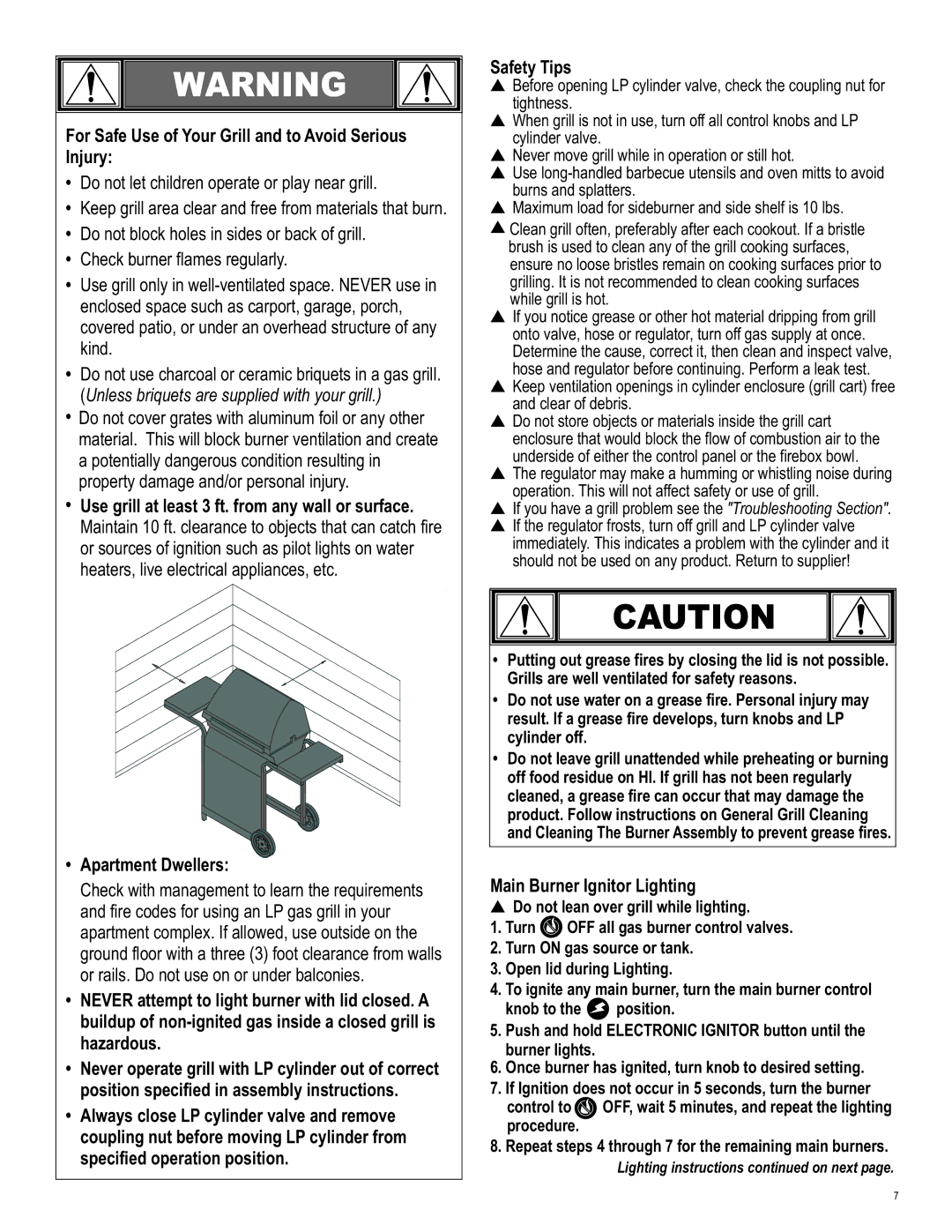 Char-Broil 463250512 manual For Safe Use of Your Grill and to Avoid Serious Injury, Main Burner Ignitor Lighting 