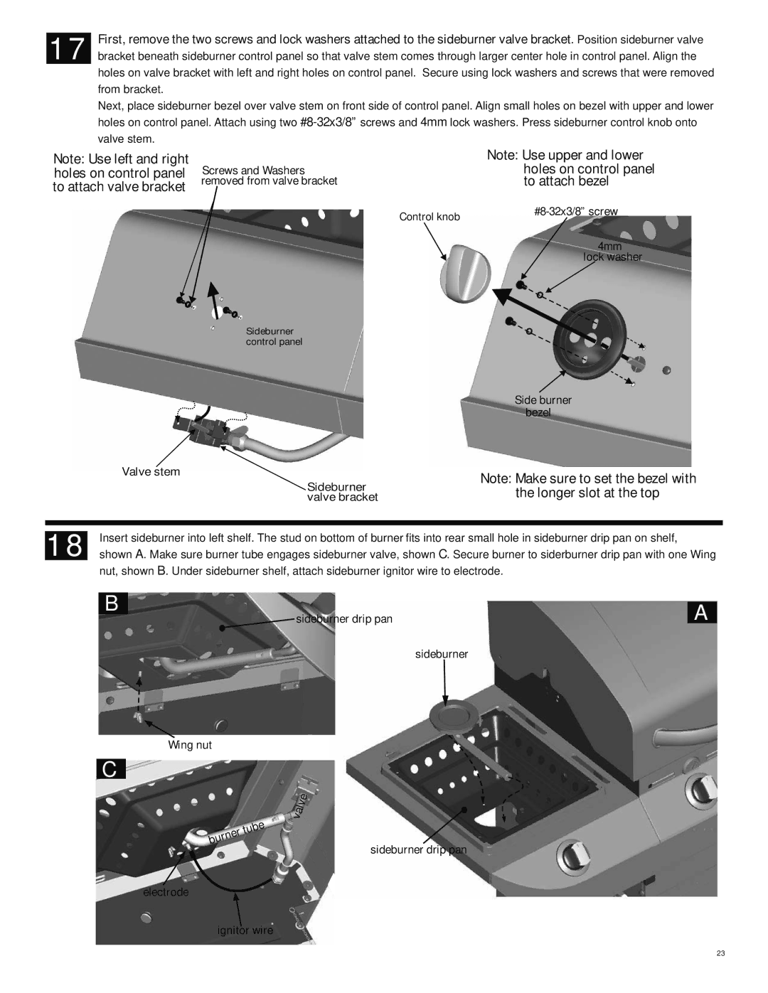 Char-Broil 463251012 manual Longer slot at the top 