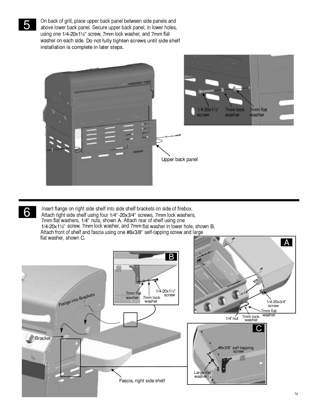 Char-Broil 463257010 manual Upper back panel 