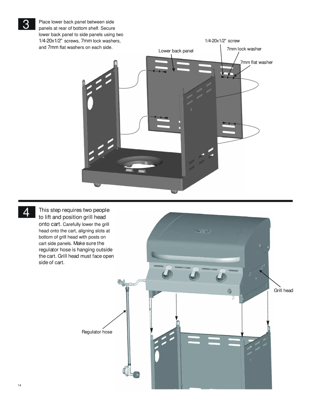 Char-Broil 463257111 manual 7mm flat washers on each side 