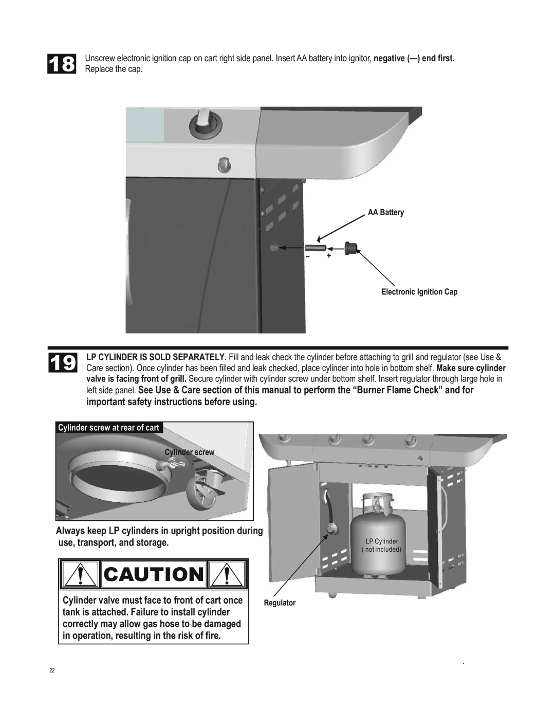 Char-Broil 463257111 manual Tank is attached. Failure to install cylinder 