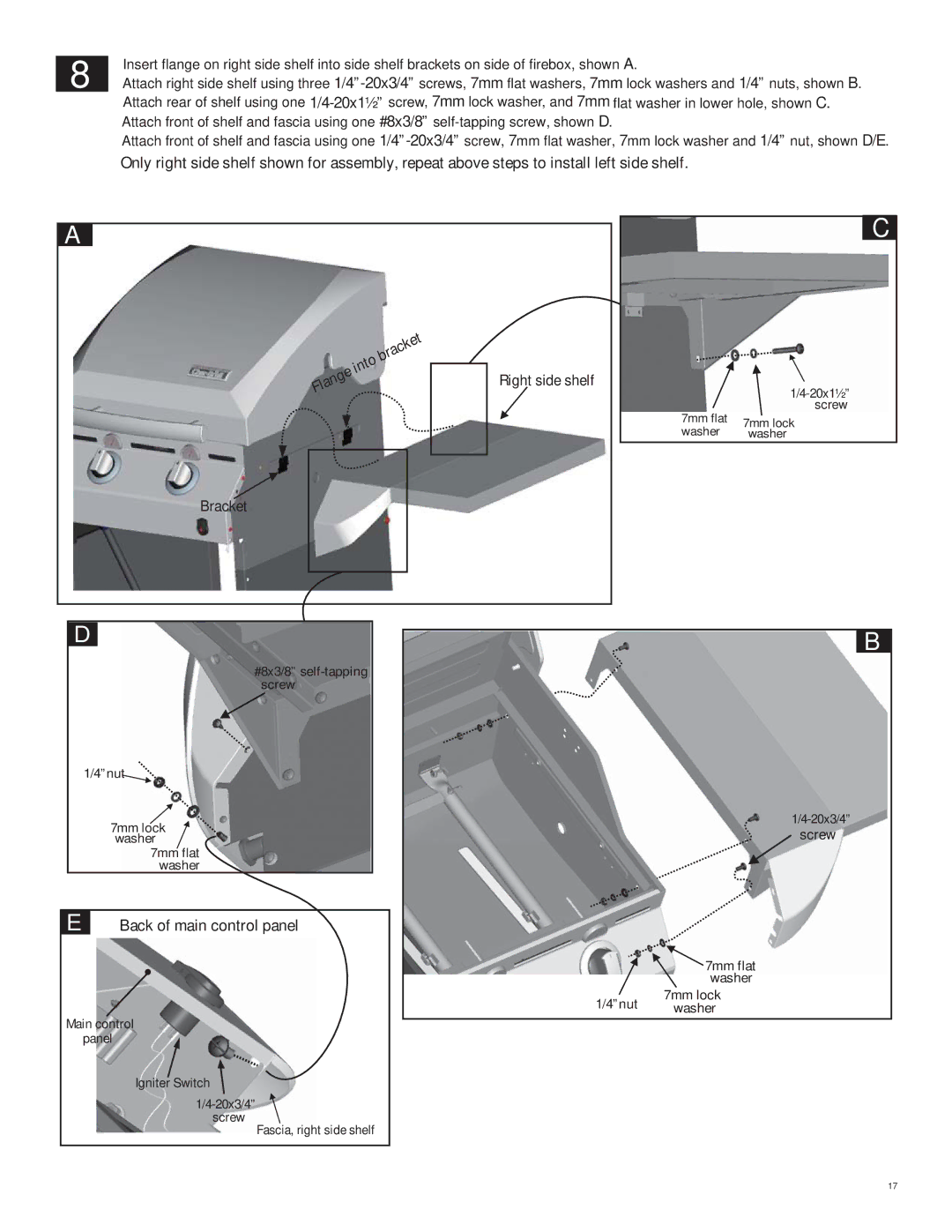 Char-Broil 463262211 manual Back of main control panel 