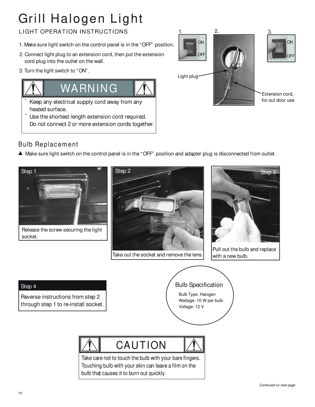 Char-Broil 463262911 Reverse instructions from through to re-install socket, Release the screw securing the light socket 