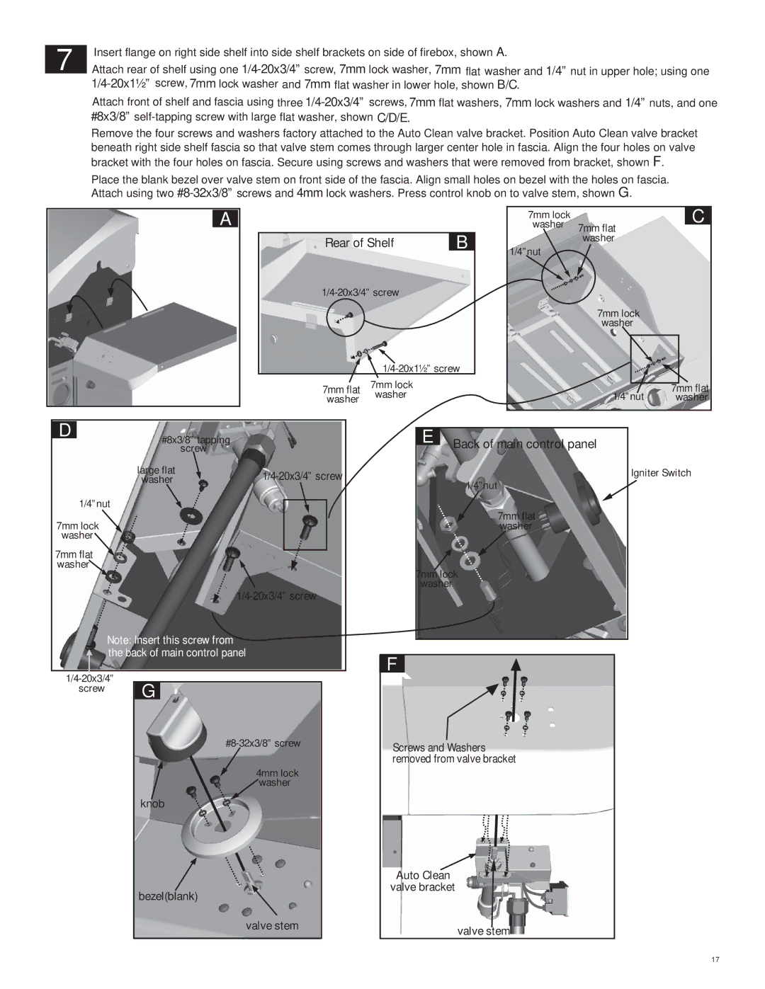 Char-Broil 463263110 manual Rear of Shelf, Back of main control panel 