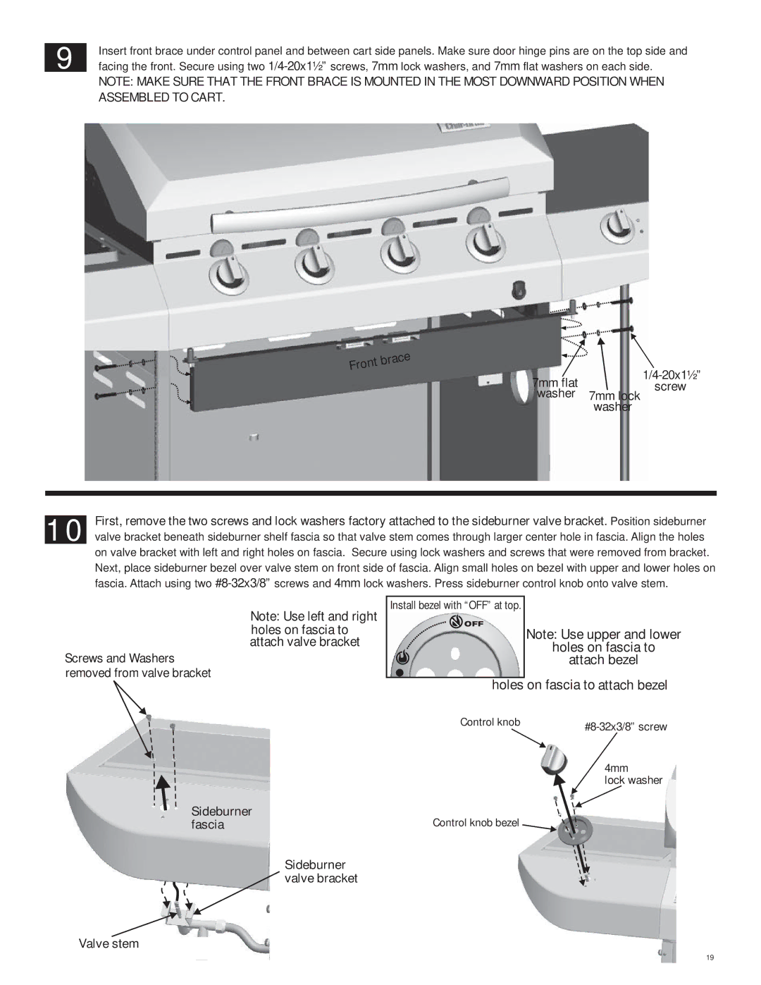 Char-Broil 463263111 manual Holes on fascia to attach bezel 