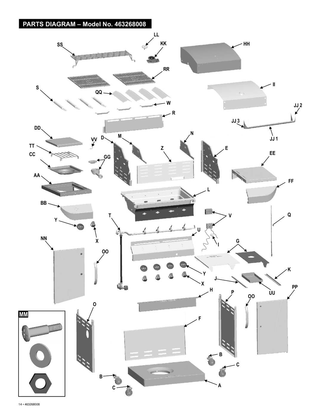 Char-Broil 463268008 manual Parts Diagram Model No 