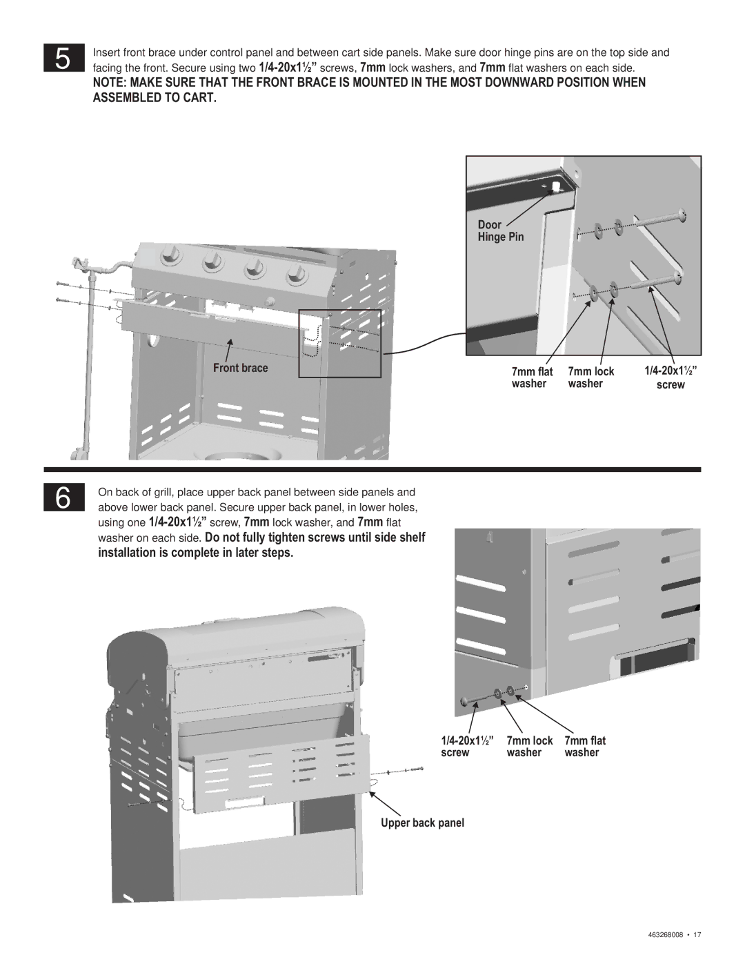 Char-Broil 463268008 manual Assembled to Cart, Installation is complete in later steps 