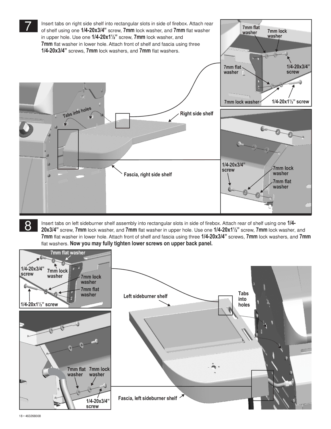 Char-Broil 463268008 manual 7mm flat washer 