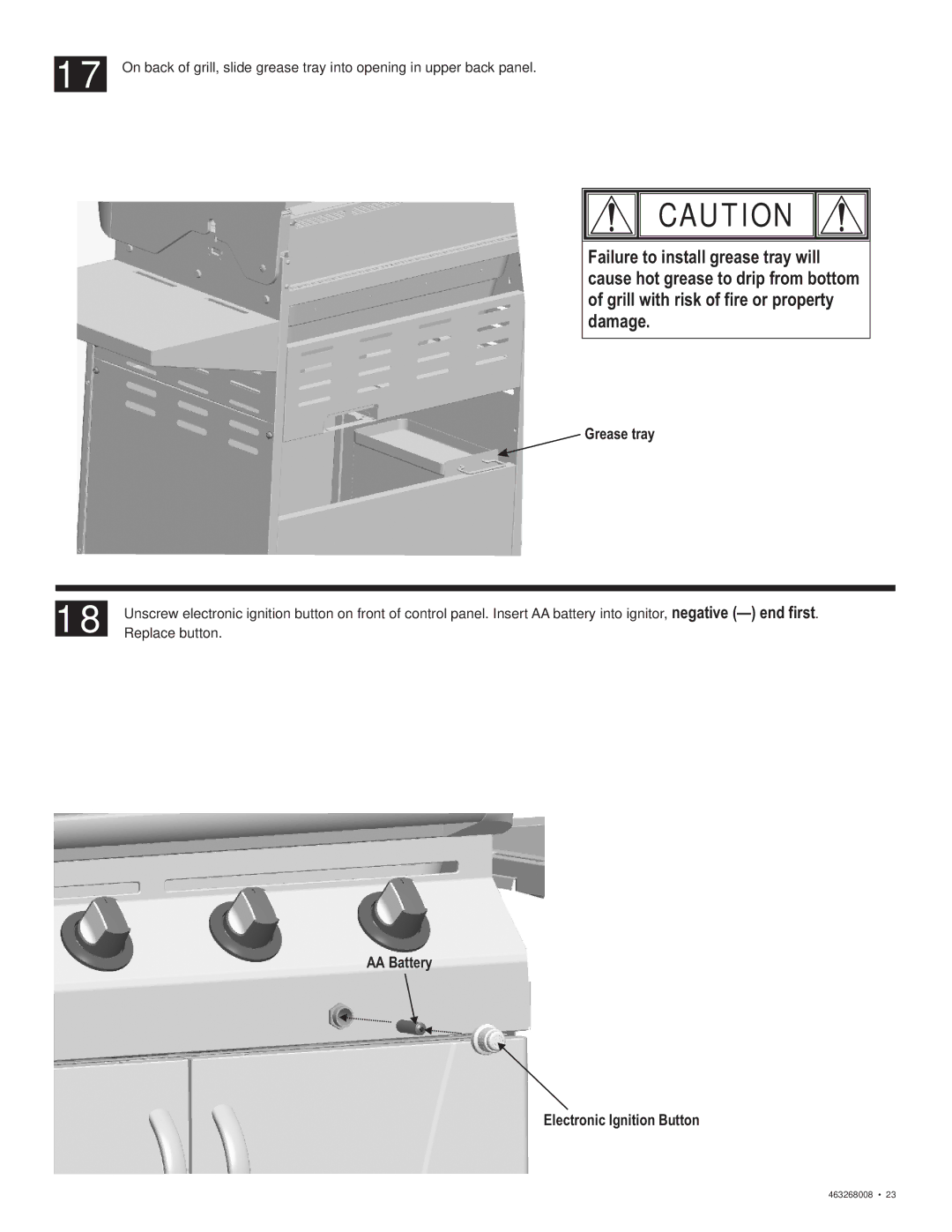 Char-Broil 463268008 manual Replace button 