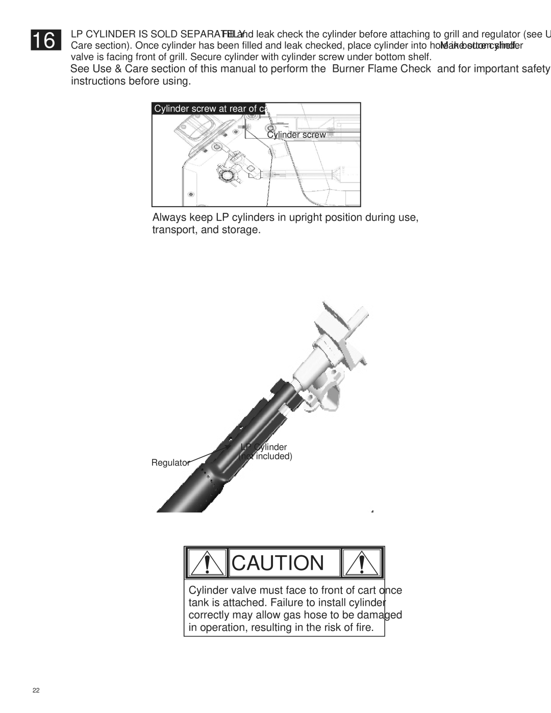 Char-Broil 463269011 manual Cylinder screw at rear of cart 