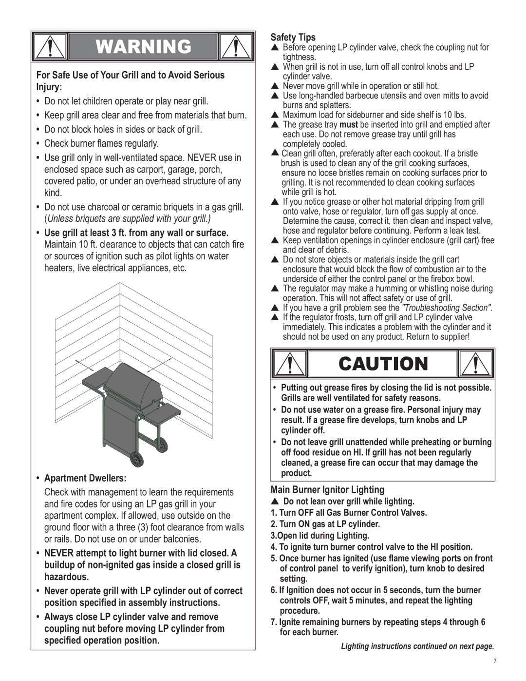 Char-Broil 463269011 manual For Safe Use of Your Grill and to Avoid Serious Injury, Main Burner Ignitor Lighting 