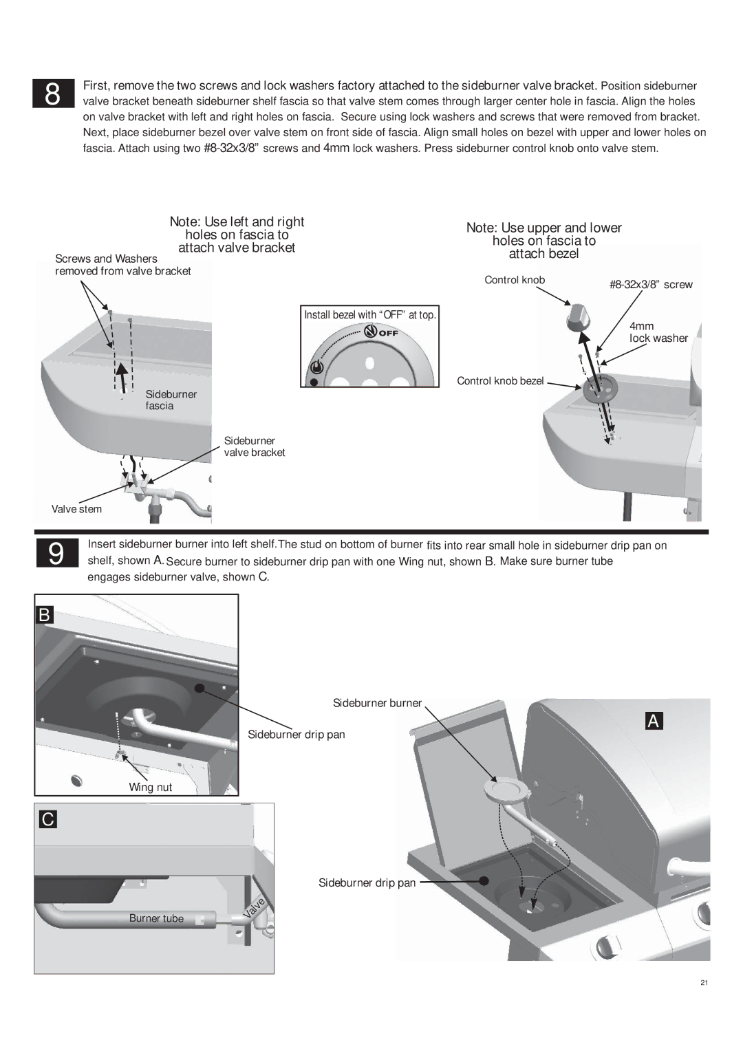 Char-Broil 463270309 manual Holes on fascia to Attach valve bracket 