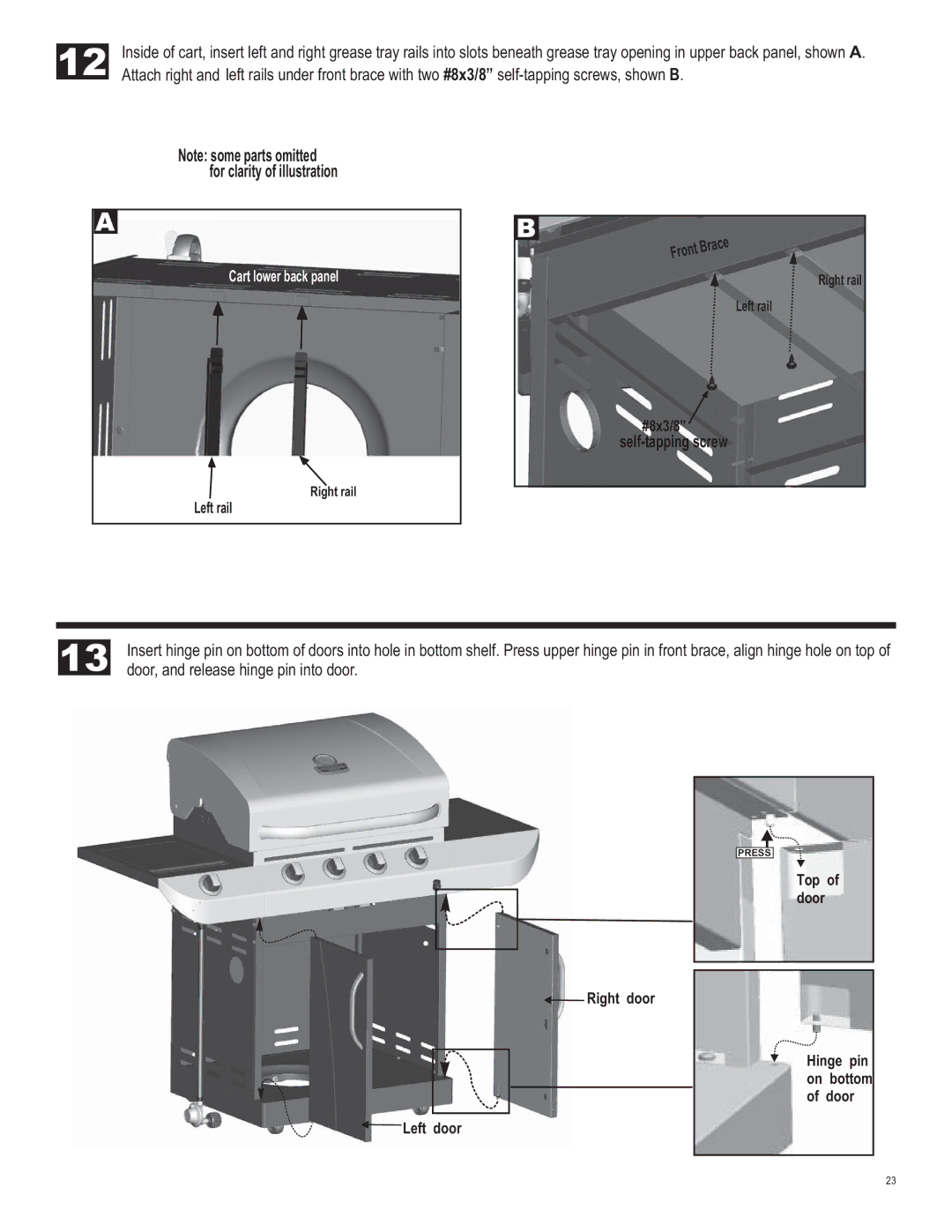 Char-Broil 463270311 manual Self-tapping screw 