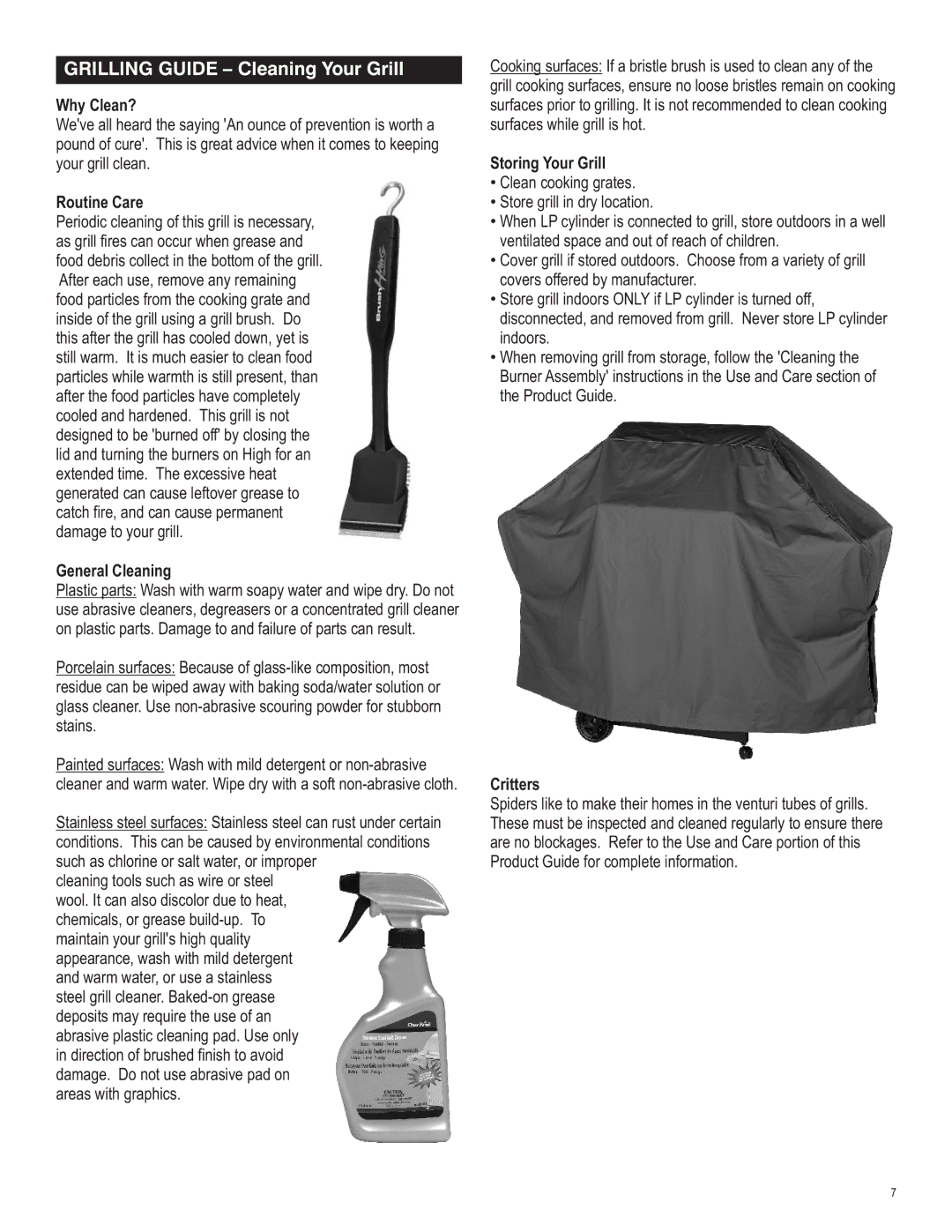 Char-Broil 463270311 manual Grilling Guide Cleaning Your Grill 