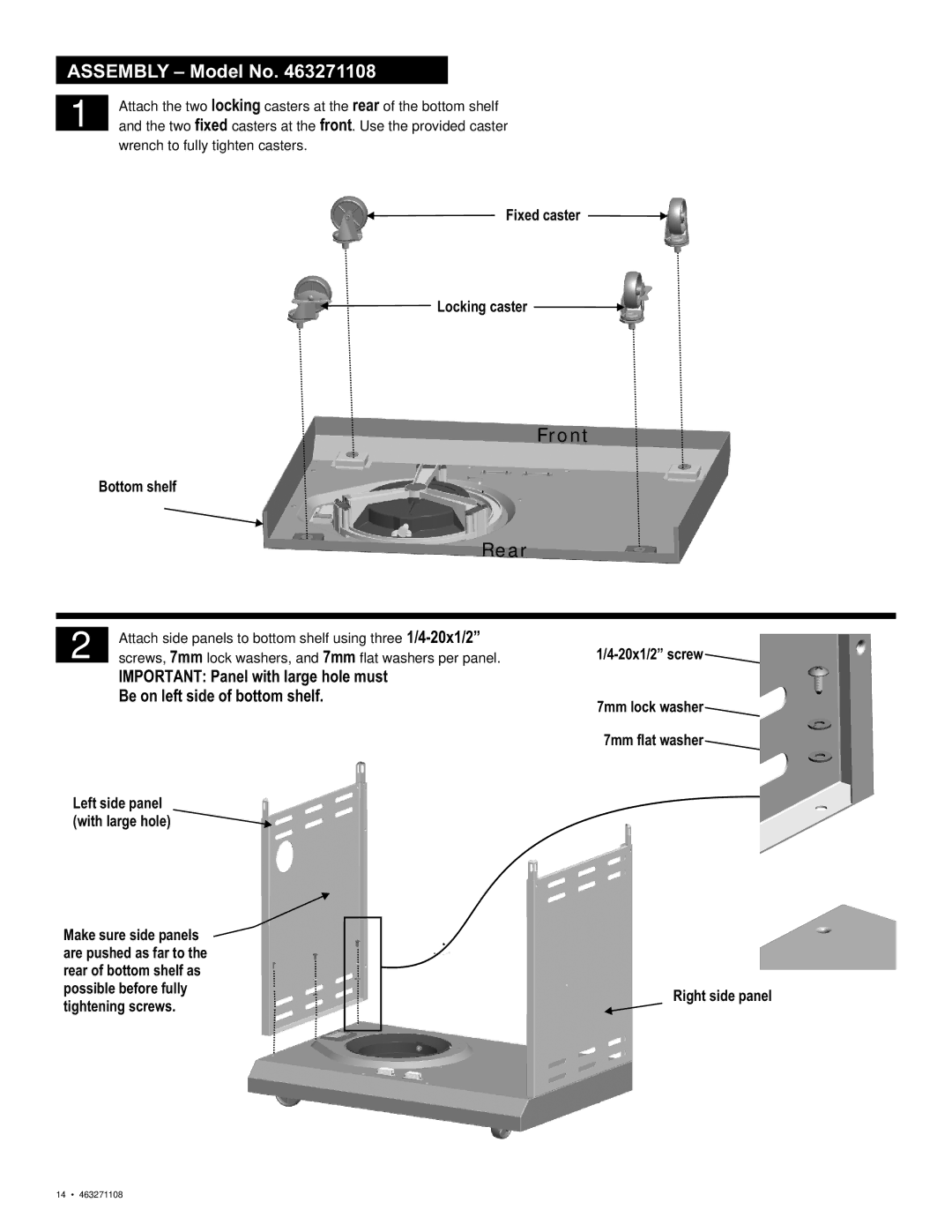 Char-Broil 463271108 manual Front, Rear 