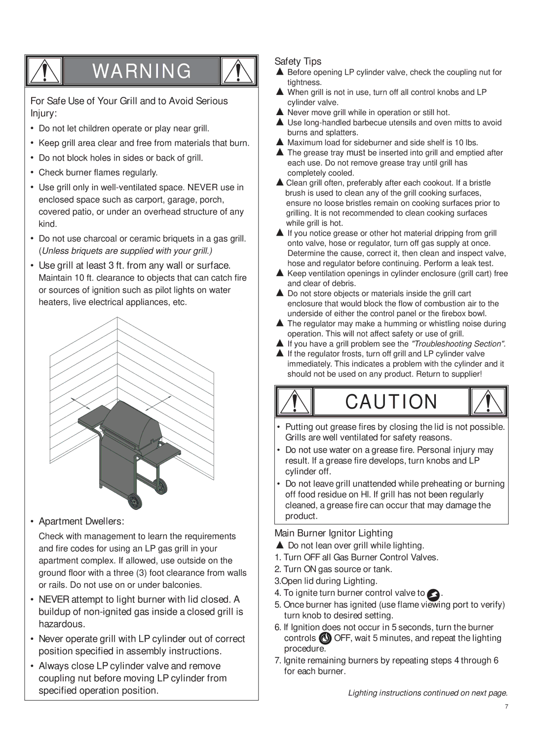 Char-Broil 463272509 manual For Safe Use of Your Grill and to Avoid Serious Injury, Main Burner Ignitor Lighting 