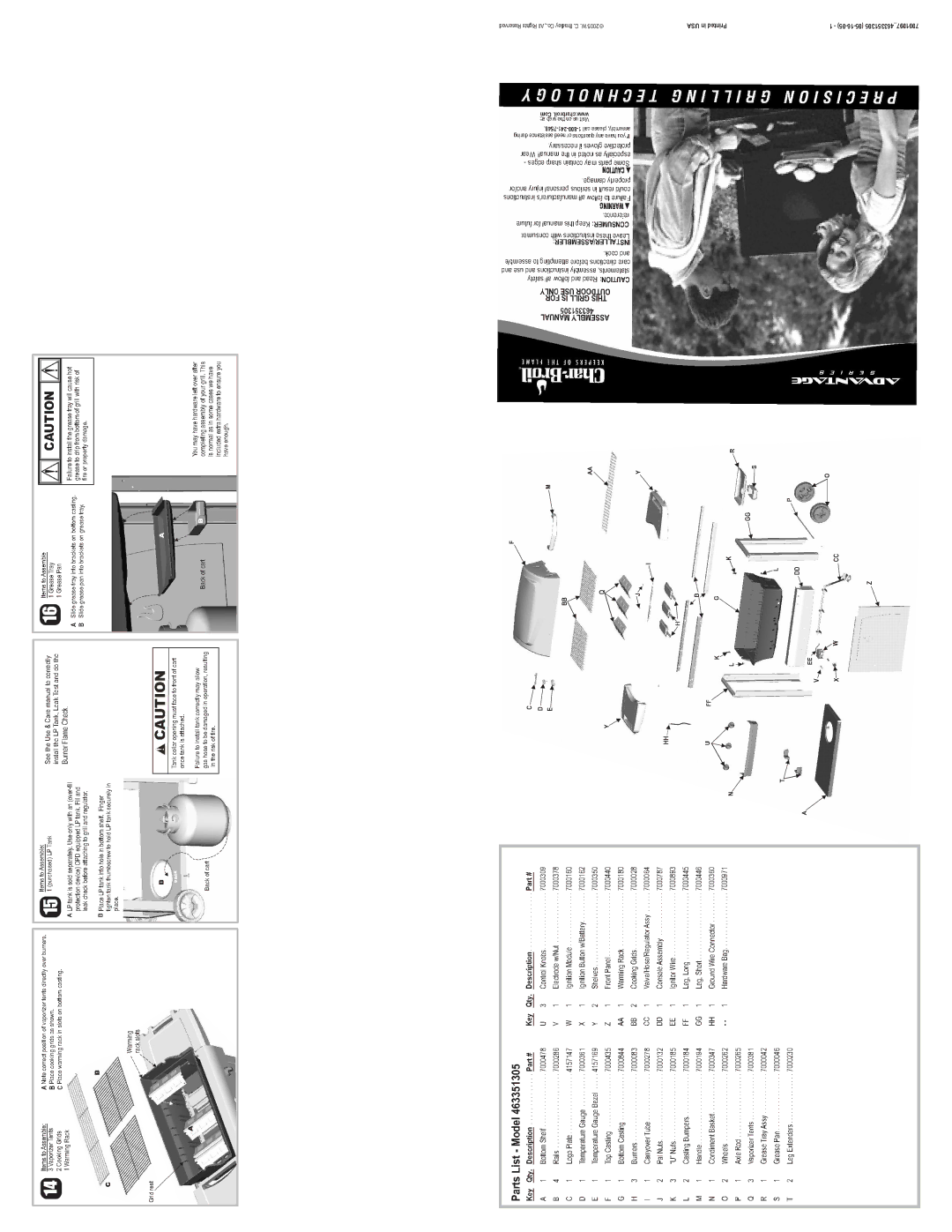 Char-Broil 463351305 manual 