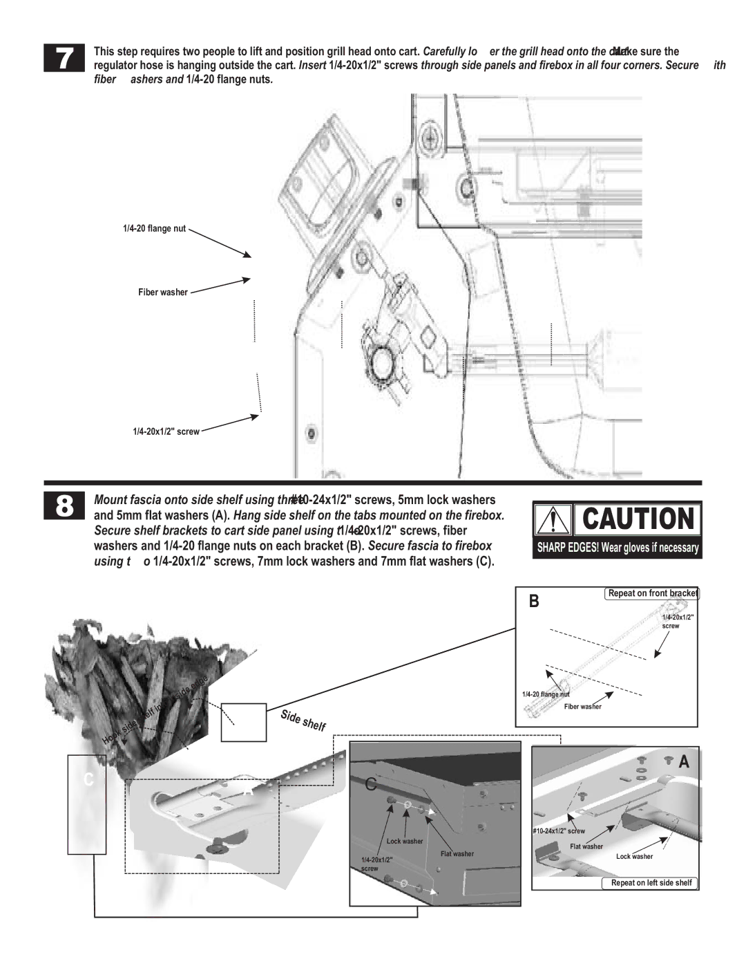 Char-Broil 463420509 manual Side shelf 