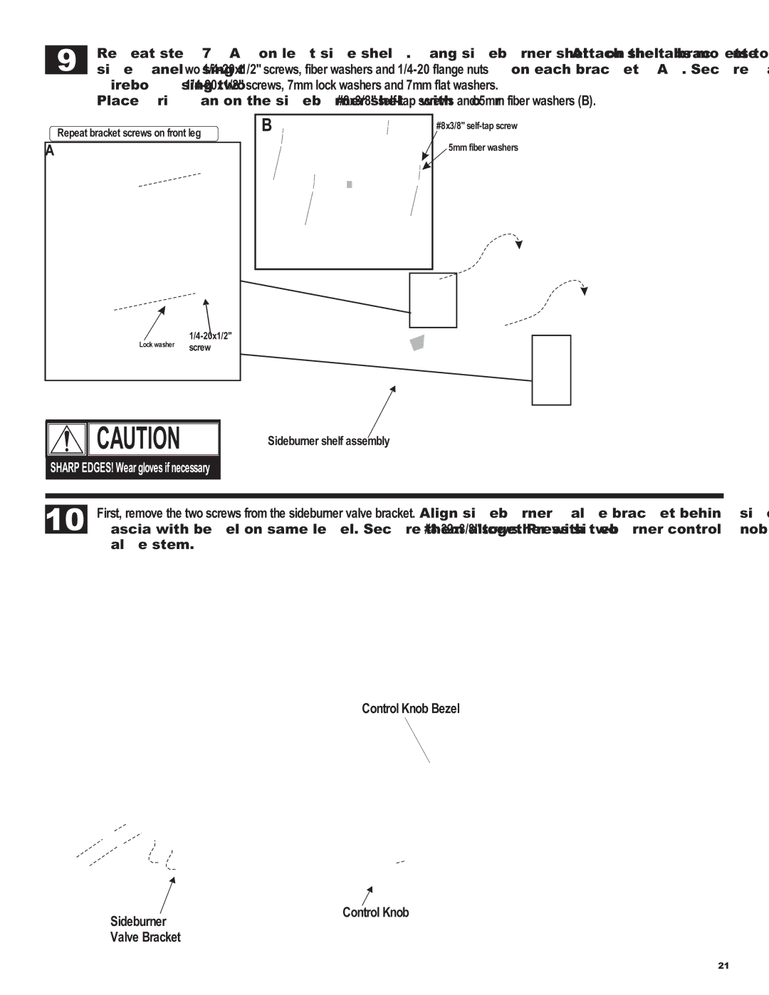 Char-Broil 463420509 manual Sharp EDGES! Wear gloves if necessary 