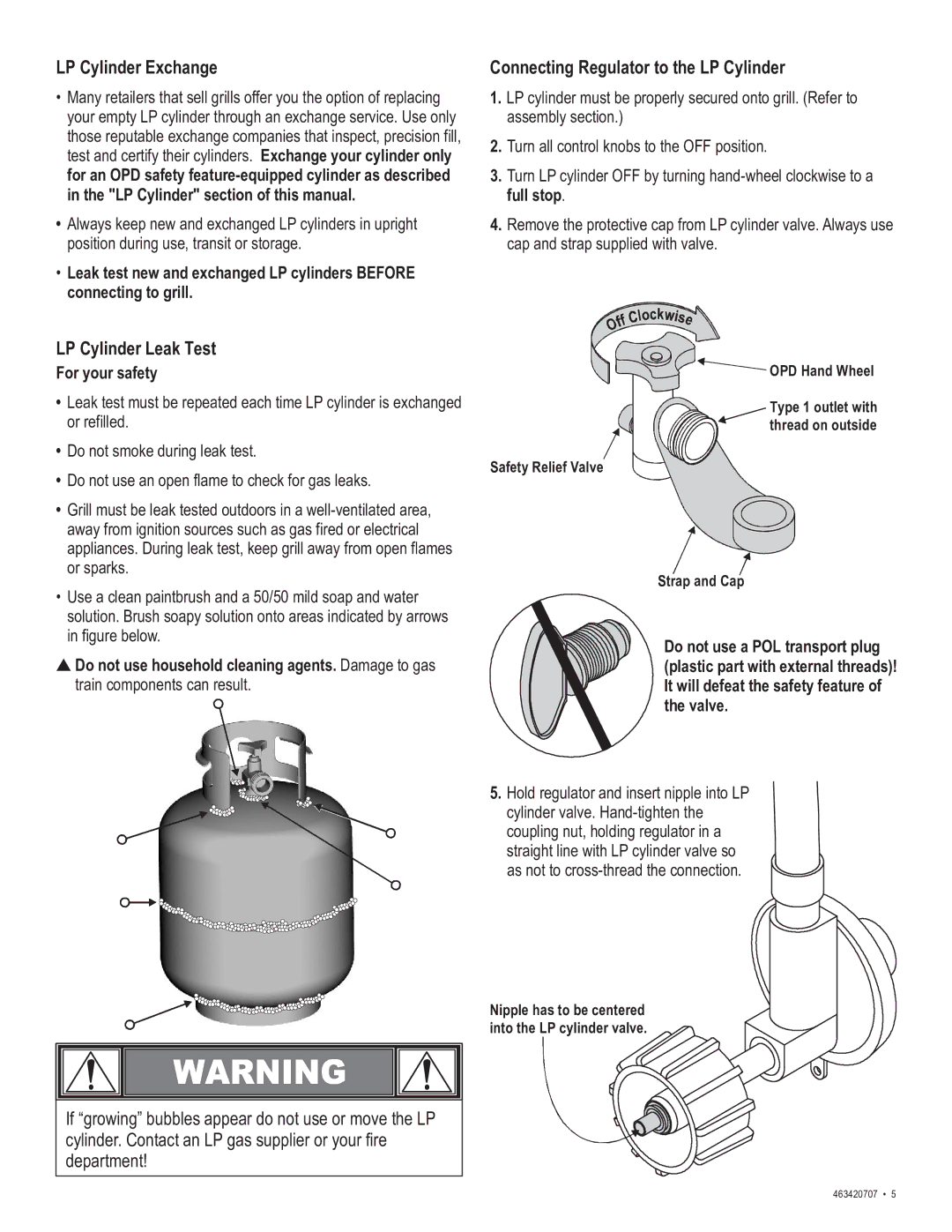 Char-Broil 463420707 manual ÔÐ Ý§´·²¼» Û¨½¸¿²¹», ÔÐ Ý§´·²¼» Ô»¿µ Ì»-¬, ±²²»½¬·²¹ Î»¹«´¿¬± ¬± ¬¸» ÔÐ Ý§´·²¼», ± §±« -¿º»¬§ 