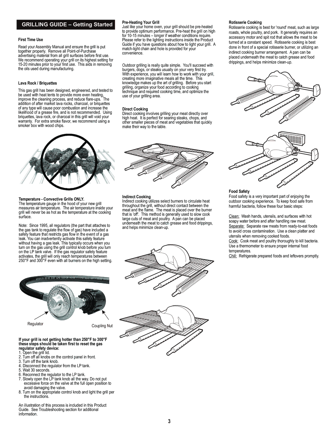 Char-Broil 463436214 First Time Use, Lava Rock / Briquettes, Temperature Convective Grills only, Pre-Heating Your Grill 