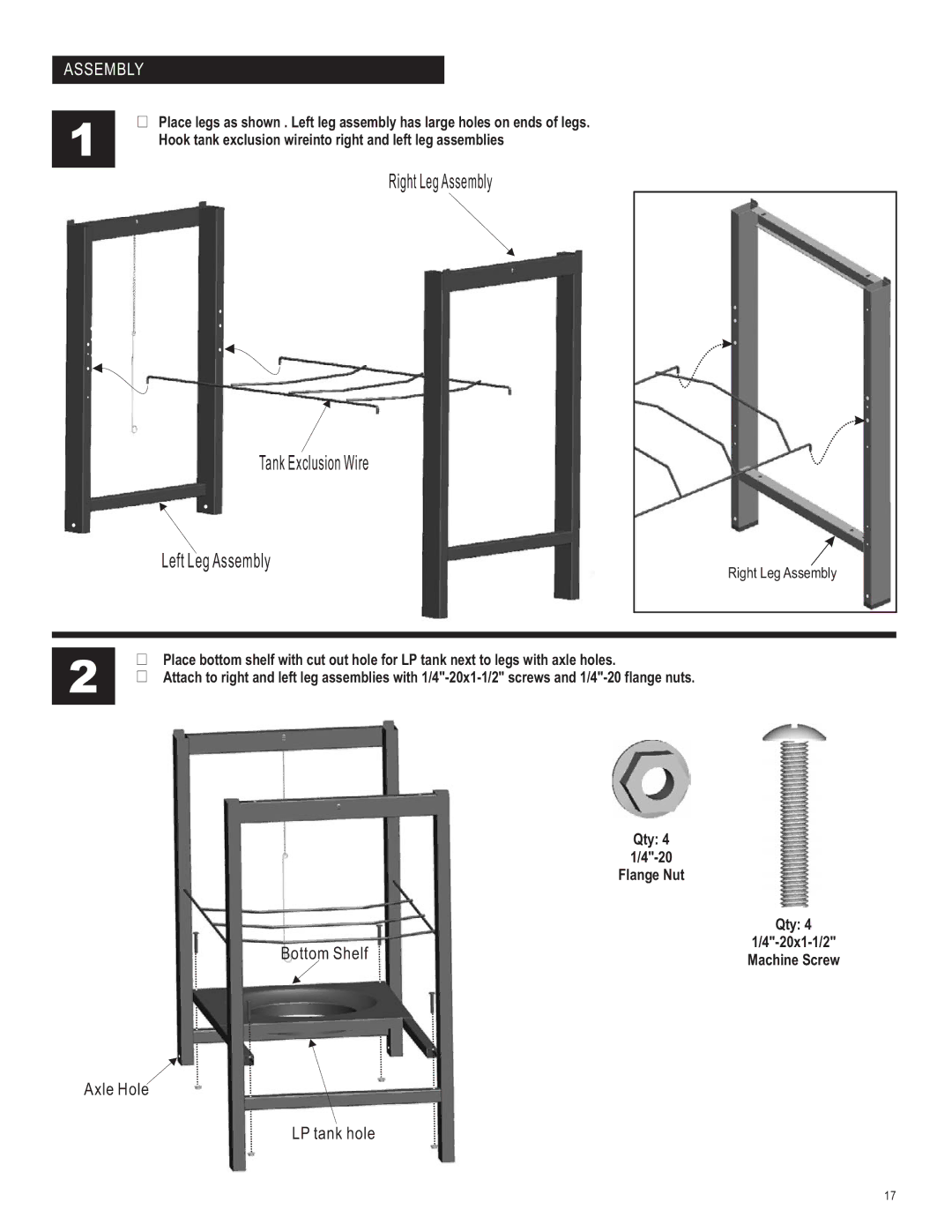 Char-Broil 463440109 manual Bottom Shelf, Axle Hole LP tank hole 