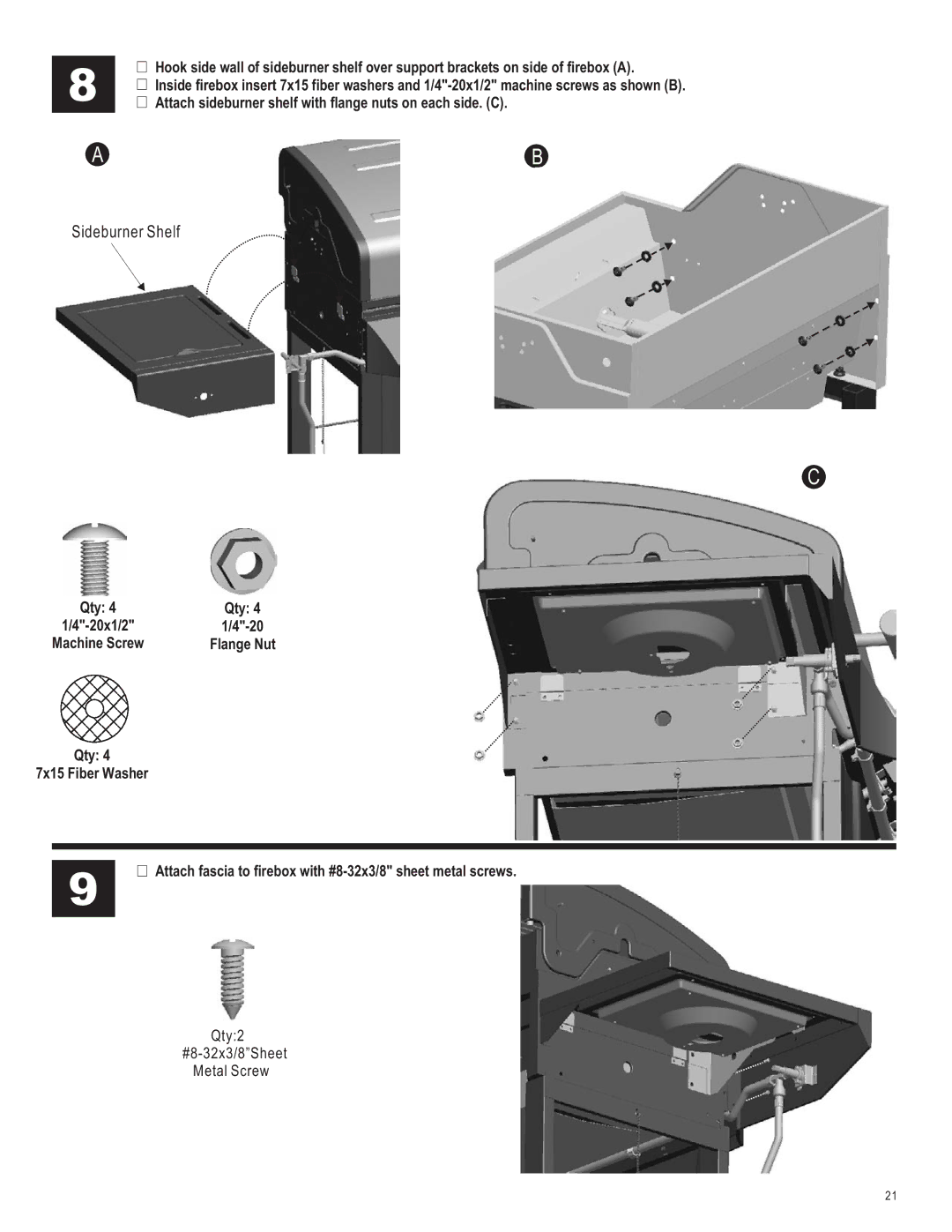 Char-Broil 463440109 manual Sideburner Shelf 