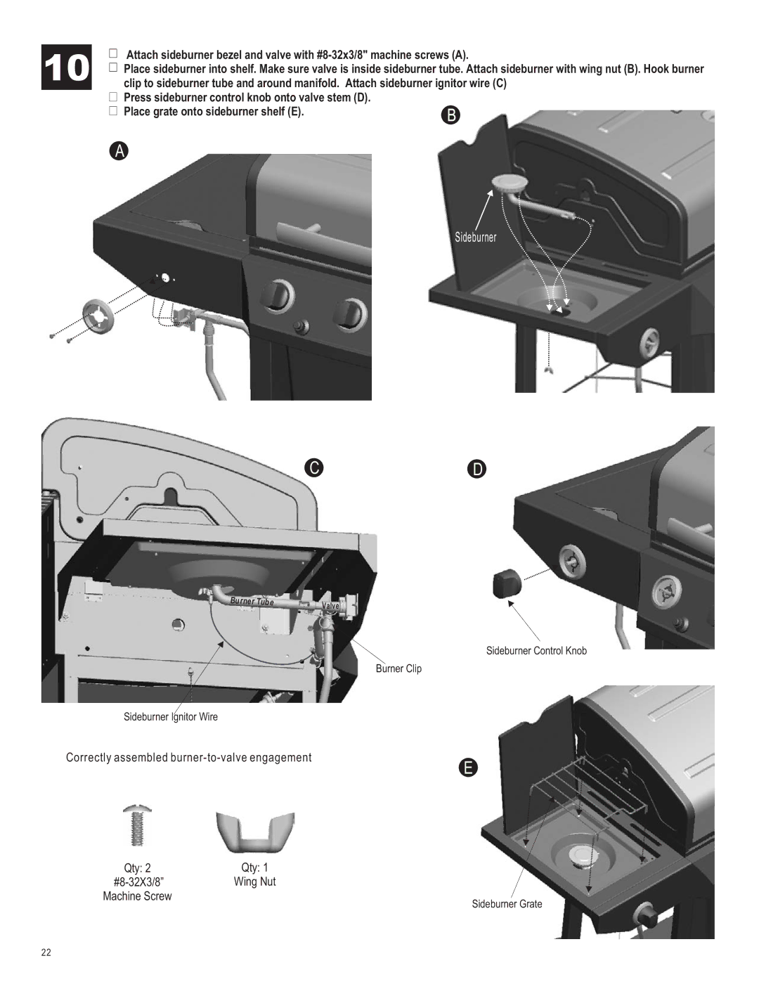 Char-Broil 463440109 manual Sideburner 