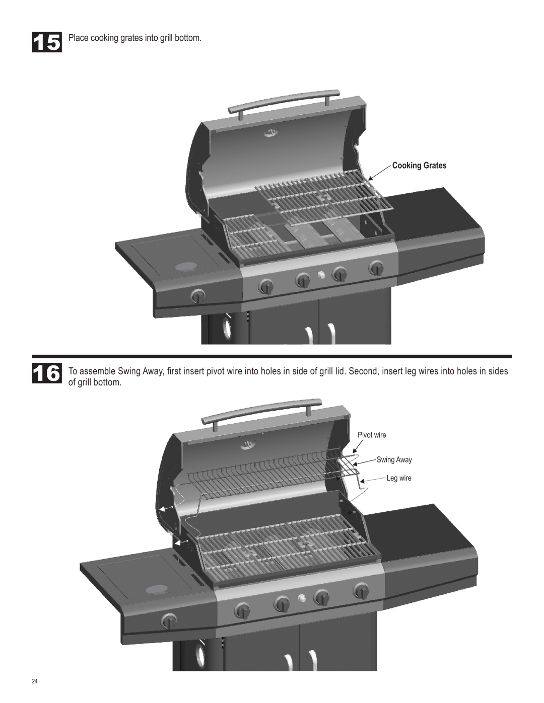 Char-Broil 463460712 manual Place cooking grates into grill bottom 