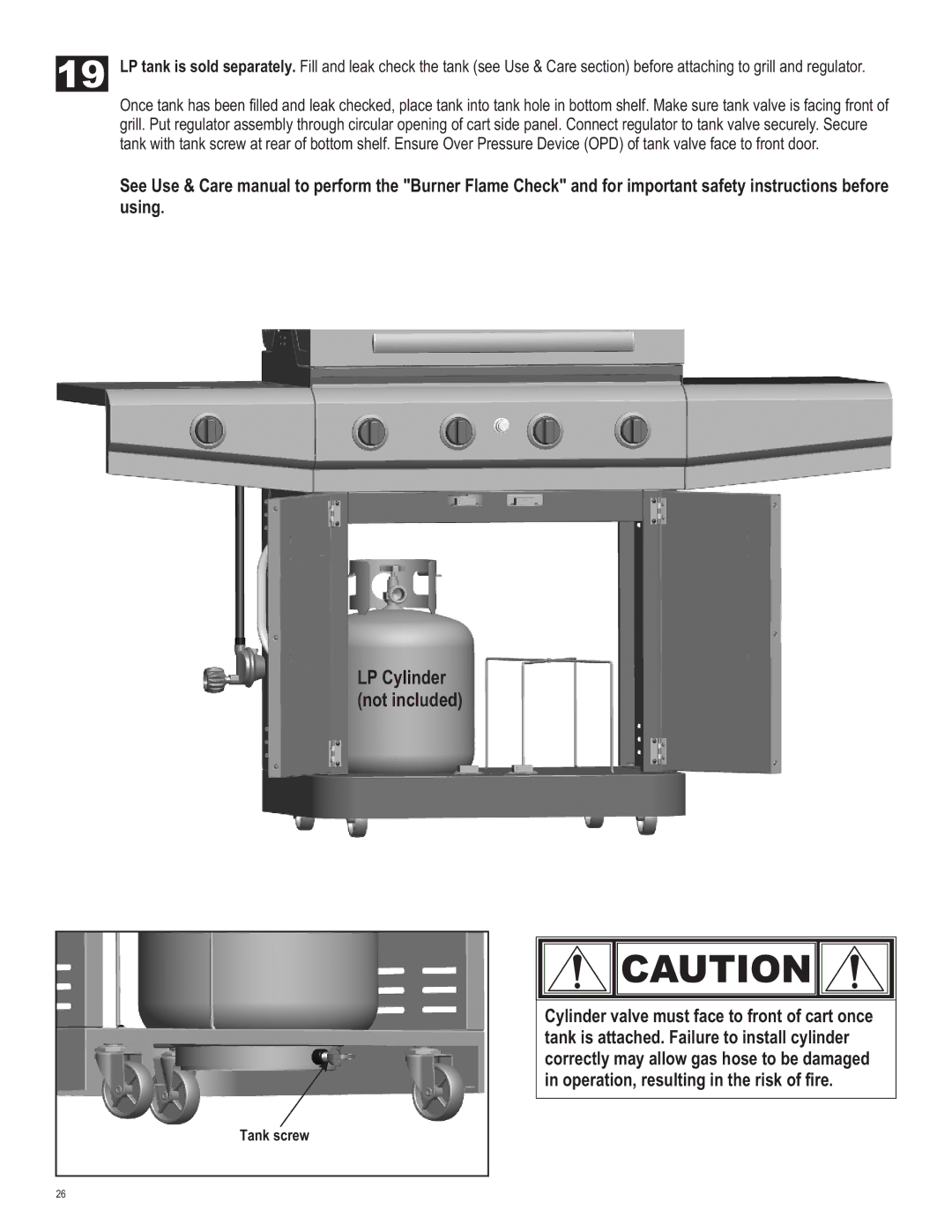 Char-Broil 463460712 manual LP Cylinder Not included 