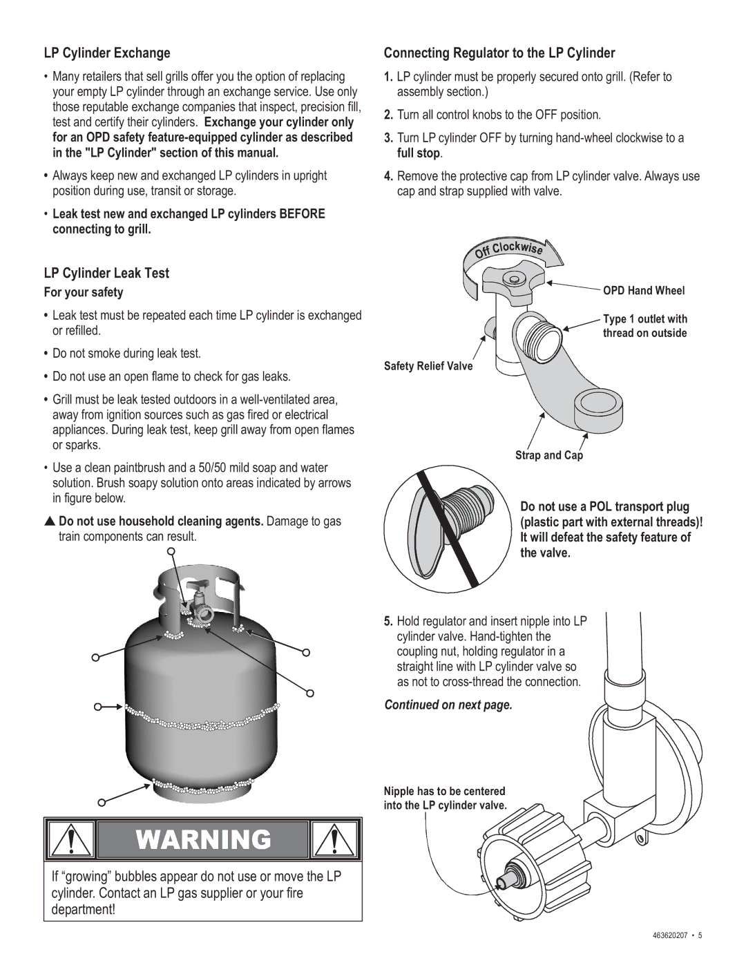 Char-Broil 463620207 manual ÔÐ Ý§´·²¼» Û¨½¸¿²¹», ÔÐ Ý§´·²¼» Ô»¿µ Ì»-¬, ±²²»½¬·²¹ Î»¹«´¿¬± ¬± ¬¸» ÔÐ Ý§´·²¼», ± §±« -¿º»¬§ 