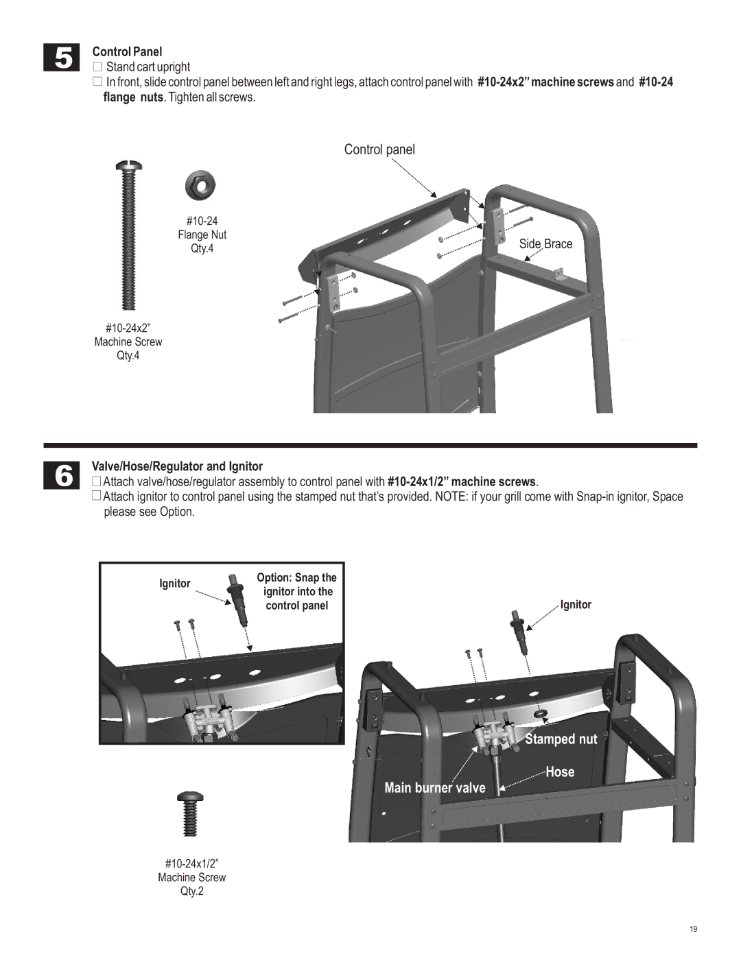Char-Broil 463620410 manual Stamped nut Hose Main burner valve, Control Panel, Valve/Hose/Regulator and Ignitor 