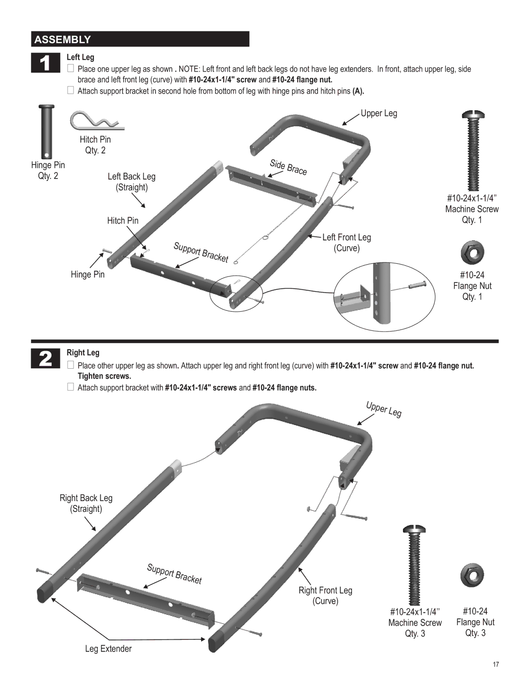 Char-Broil 463620809 manual Assembly, Left Leg 