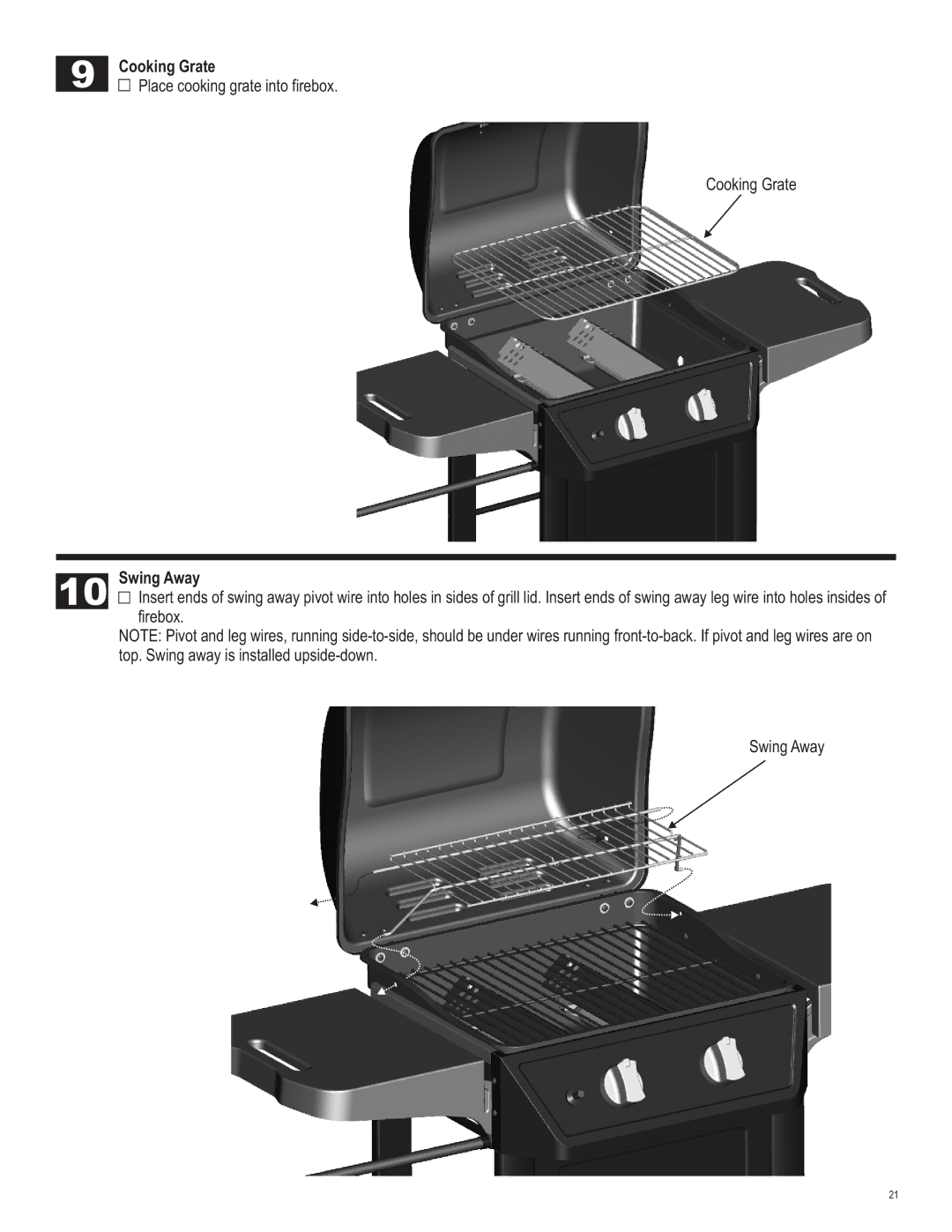 Char-Broil 463621611 manual Cooking Grate, Swing Away 