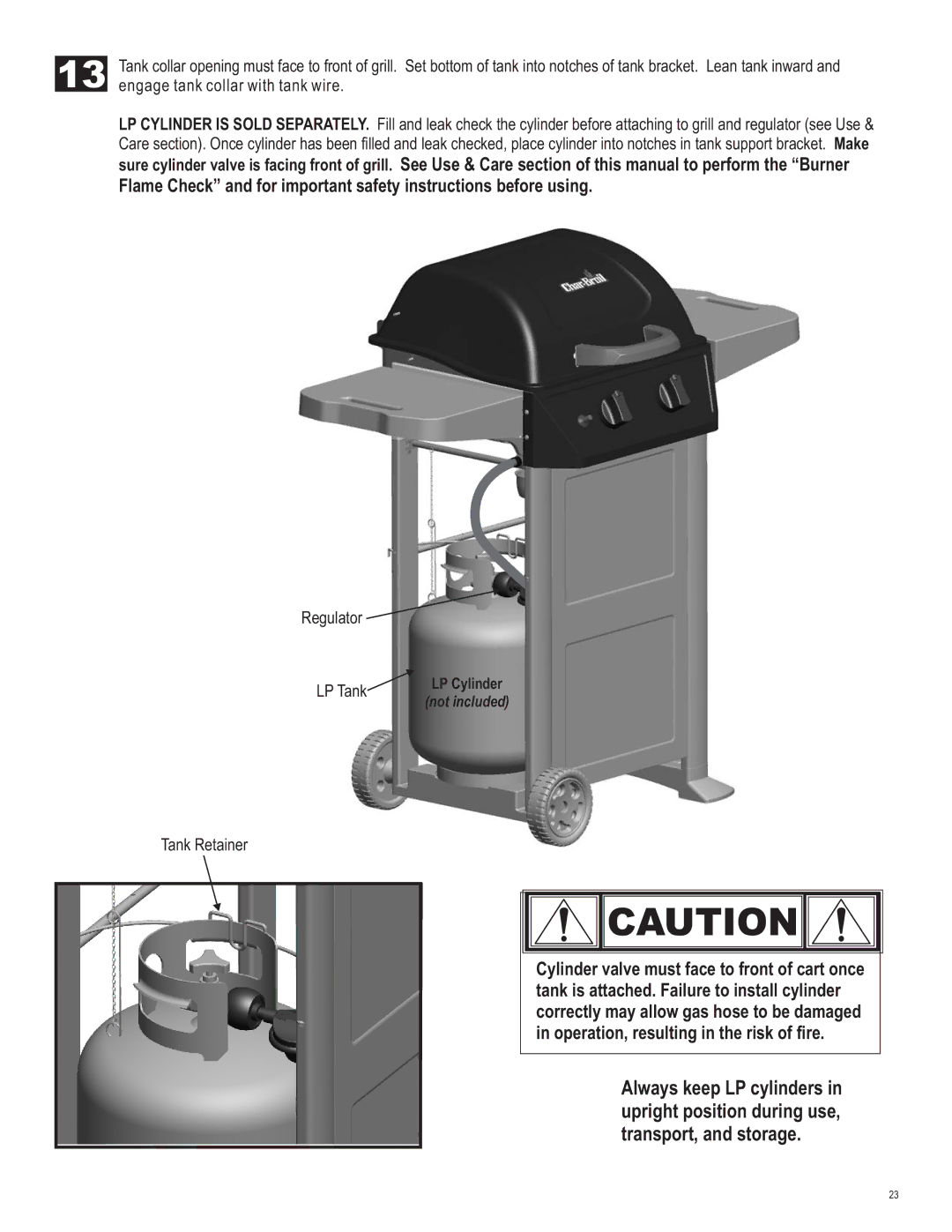 Char-Broil 463621611 manual Regulator LP Tank Tank Retainer 