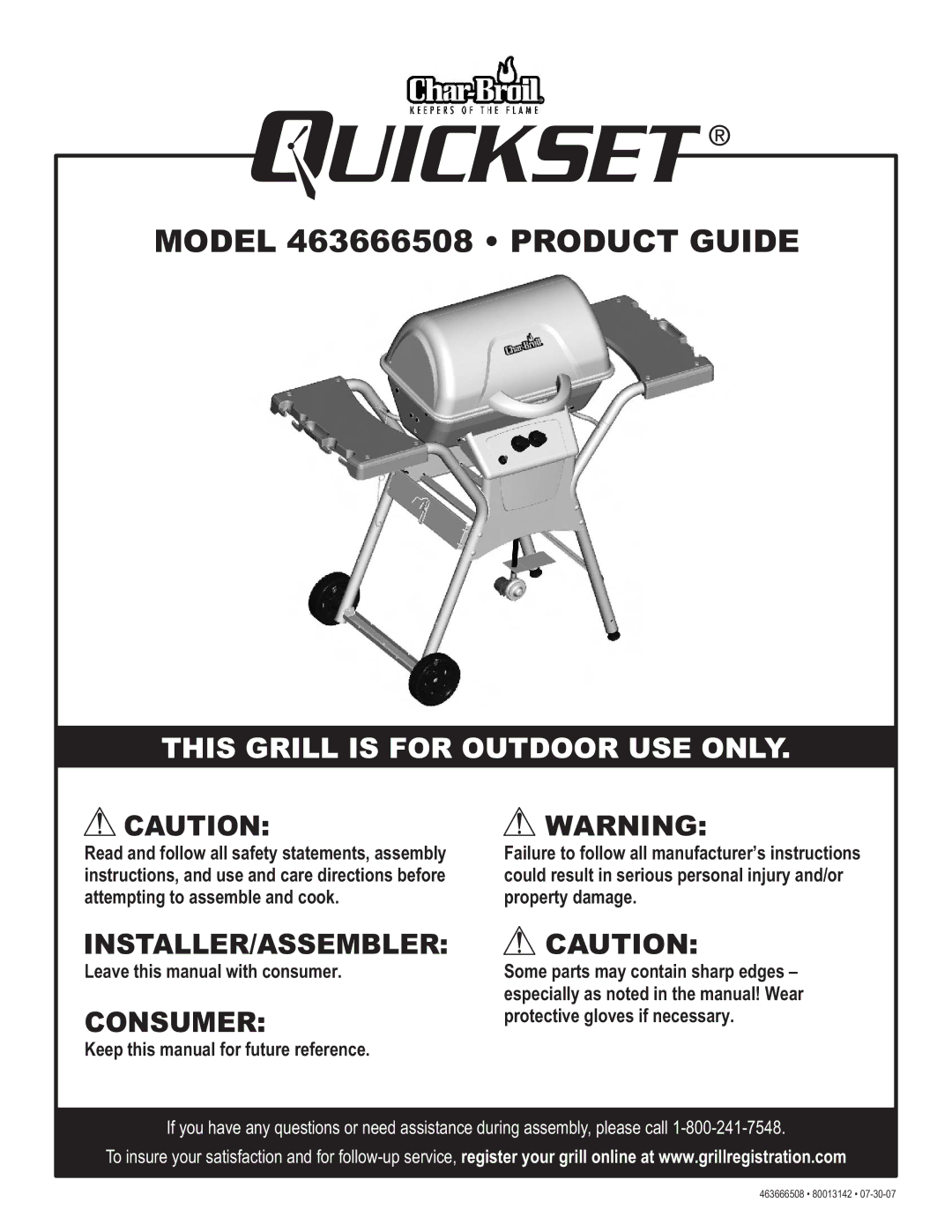 Char-Broil manual Model 463666508 Product Guide 