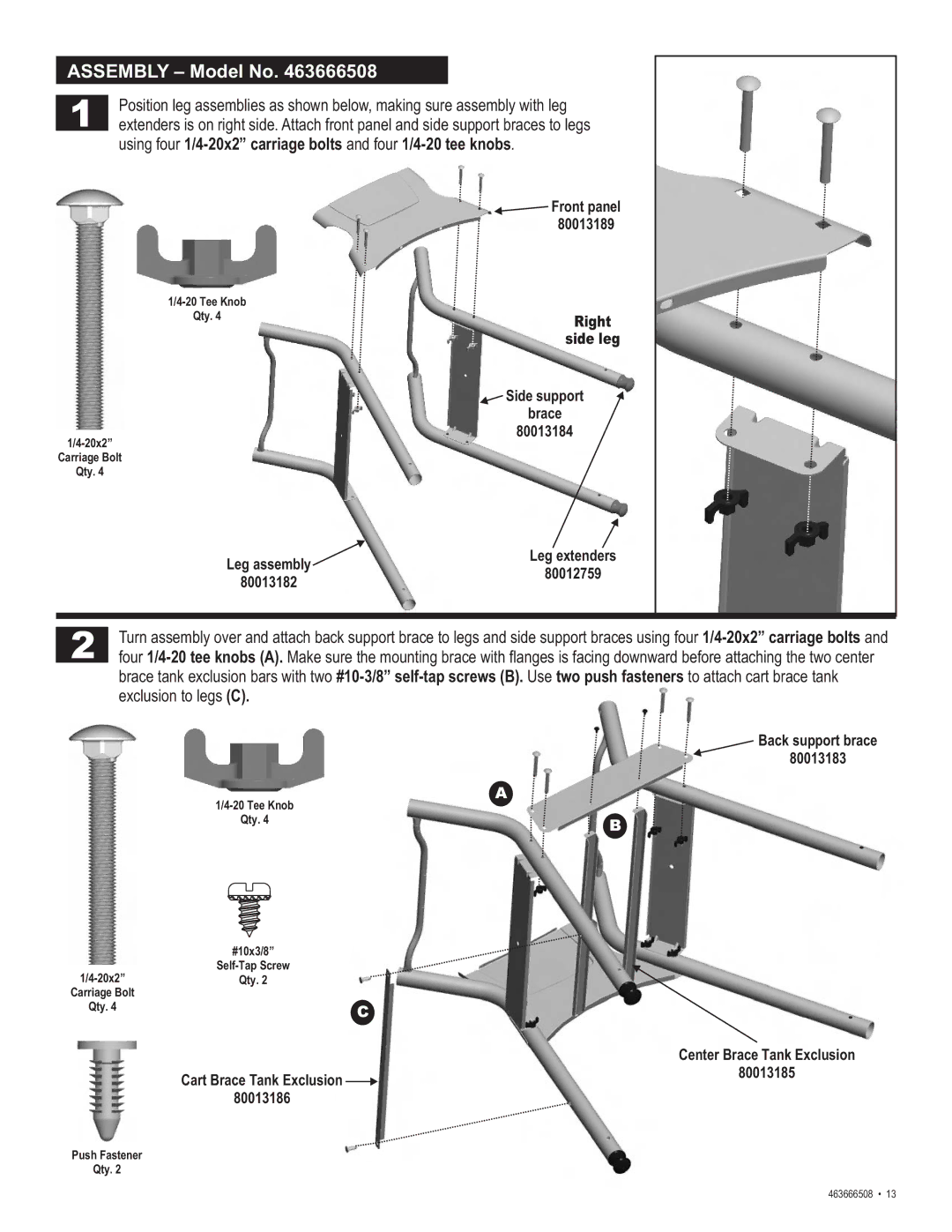 Char-Broil 463666508 manual Assembly Model No 