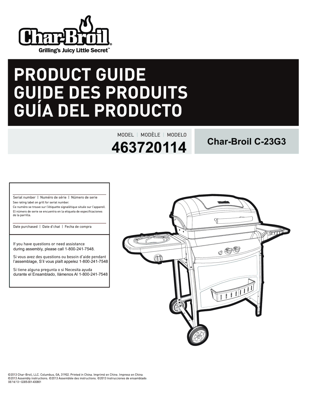 Char-Broil 463720114 manual 