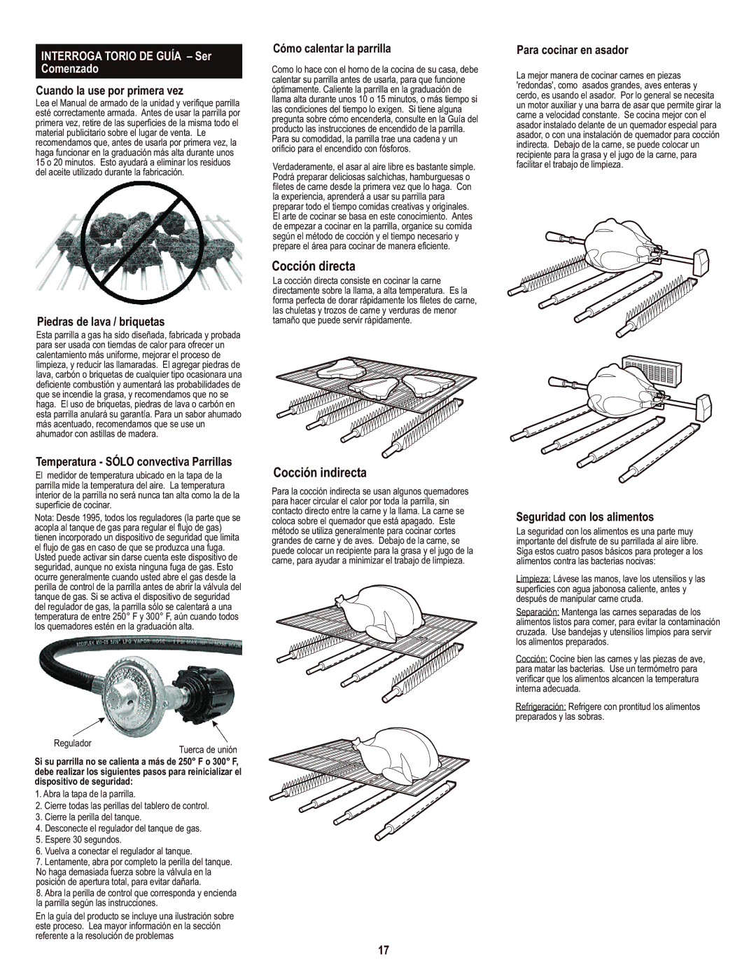 Char-Broil 463720114 manual Cocción directa, Cocción indirecta 