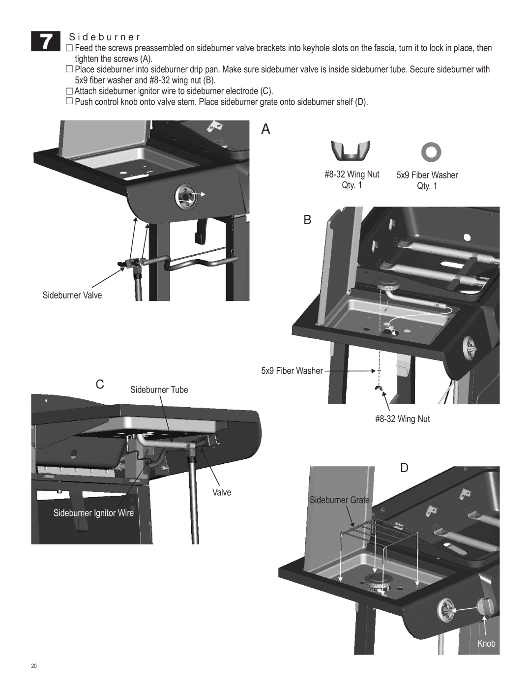 Char-Broil 463722312 manual Sideburner 