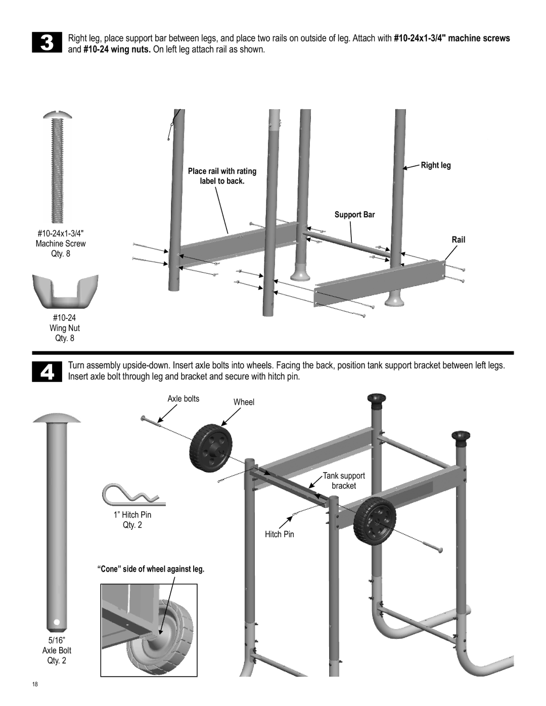 Char-Broil 463741209 manual Right leg Place rail with rating Label to back Support Bar 