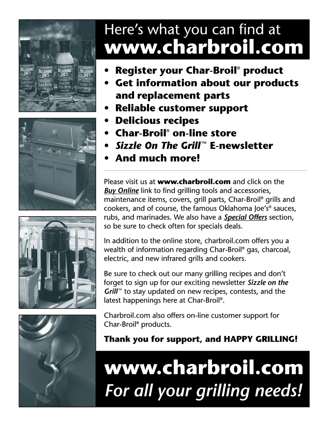 Char-Broil 463821909 manual 