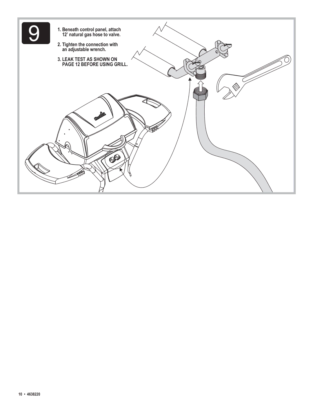 Char-Broil 4638220 manual Leak Test AS Shown on page 12 Before Using Grill 