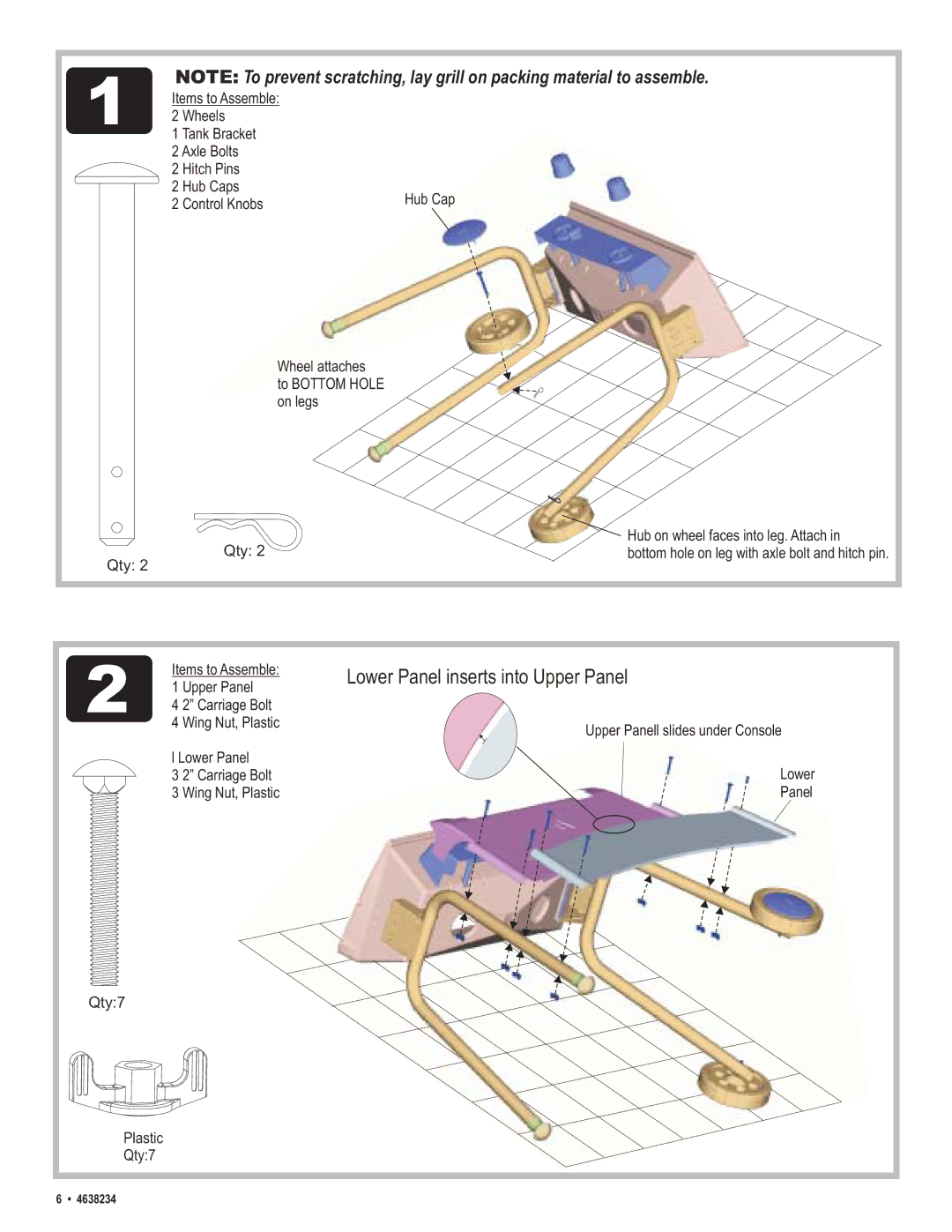 Char-Broil 4638232 manual Lower Panel inserts into Upper Panel 