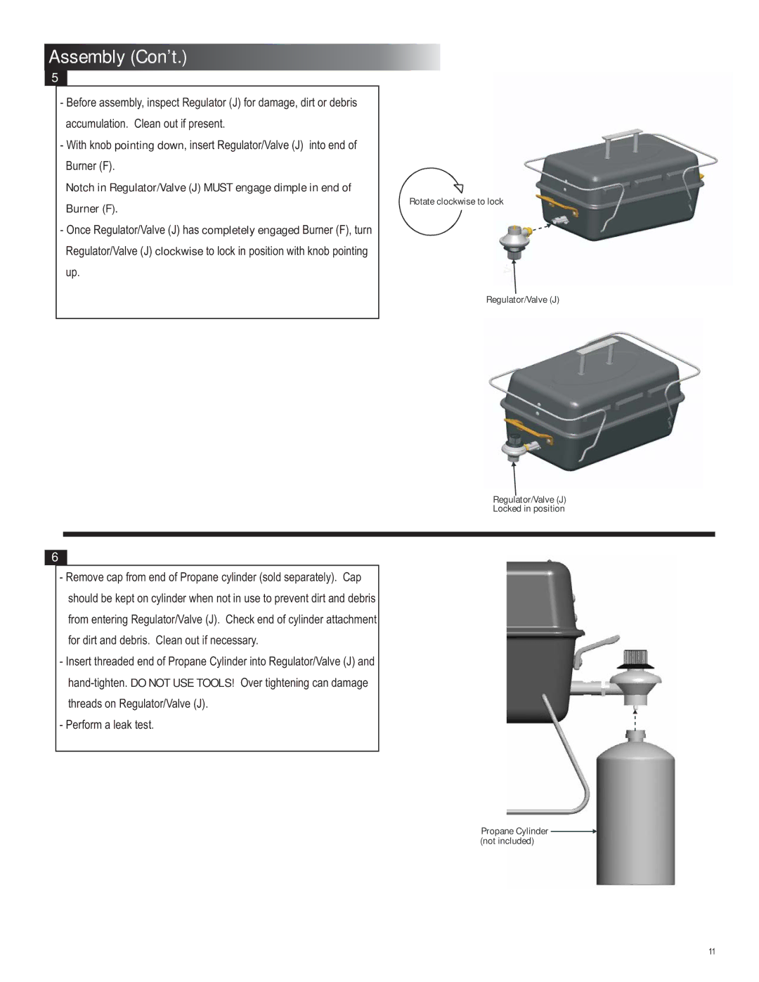 Char-Broil 4651330 manual Propane Cylinder not included 