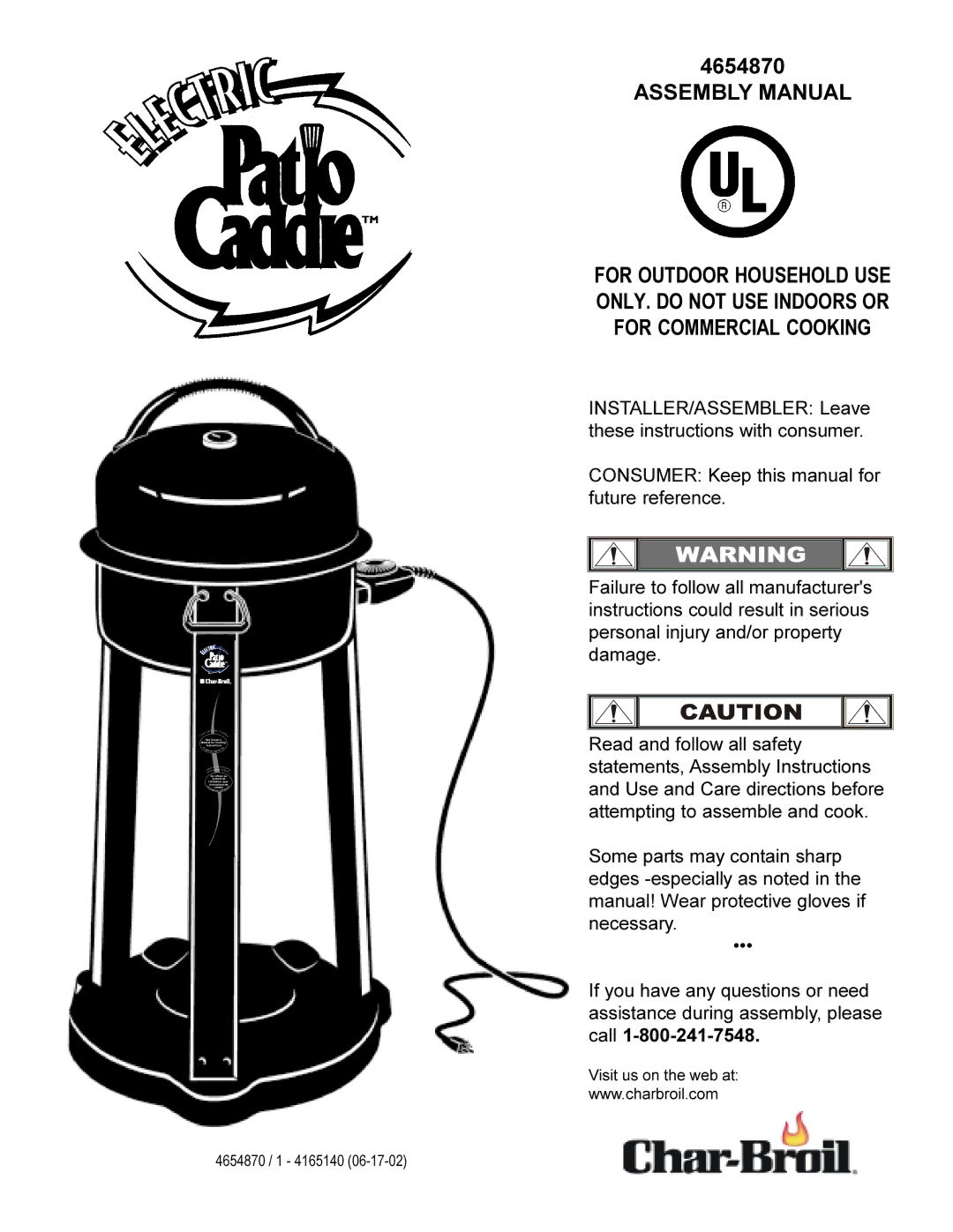 Char-Broil 4654870 manual Assembly Manual 