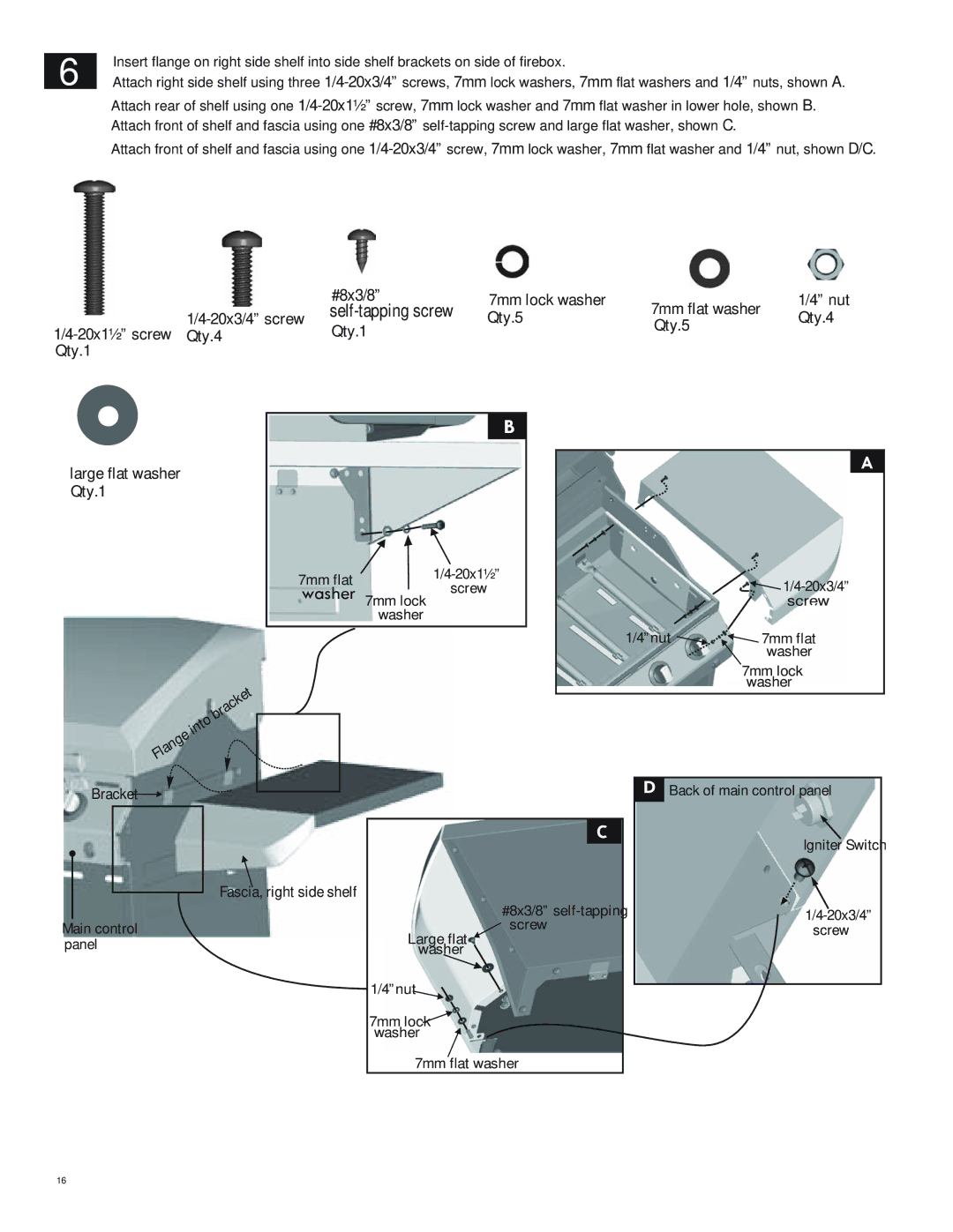 Char-Broil 466224611, 415.9011211 manual Self-tapping screw 