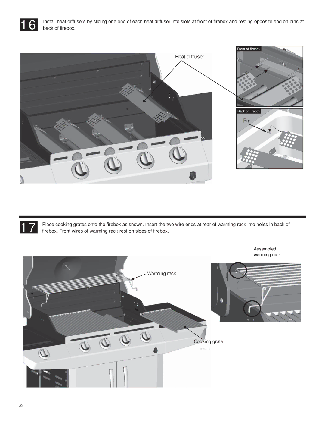 Char-Broil 466224611, 415.9011211 manual Heat diffuser 