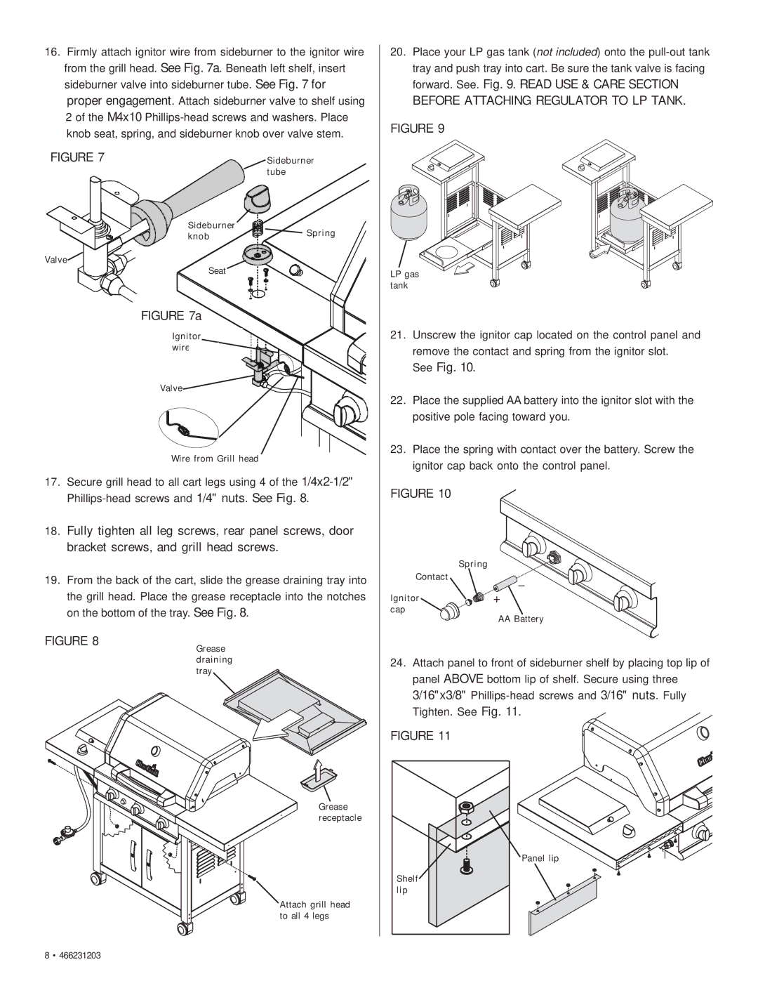 Char-Broil 466231203 manual Before Attaching Regulator to LP Tank, See Fig 